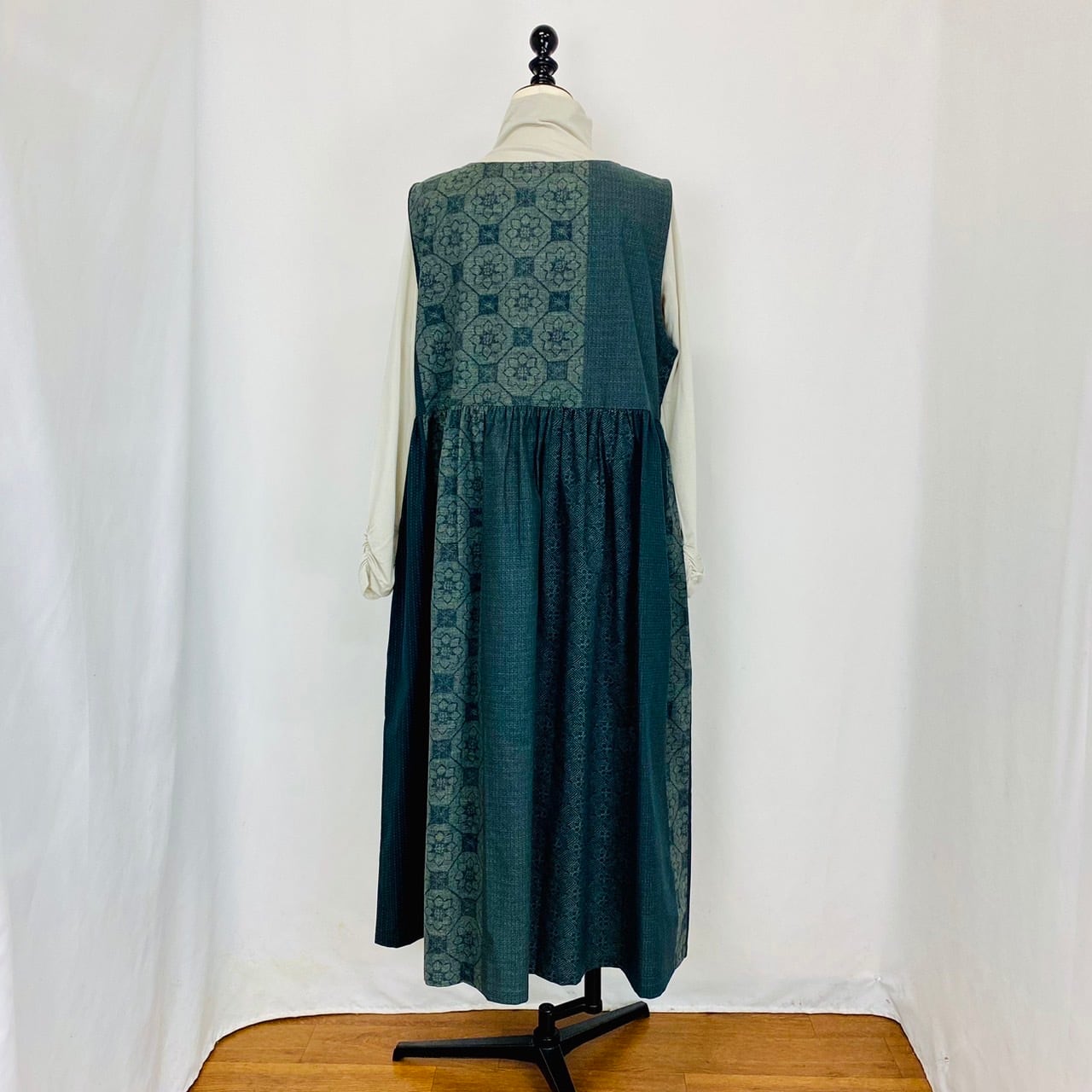 246013 ウエストギャザージャンパースカート 2カラー 安曇野染絣 上方大島紬柄