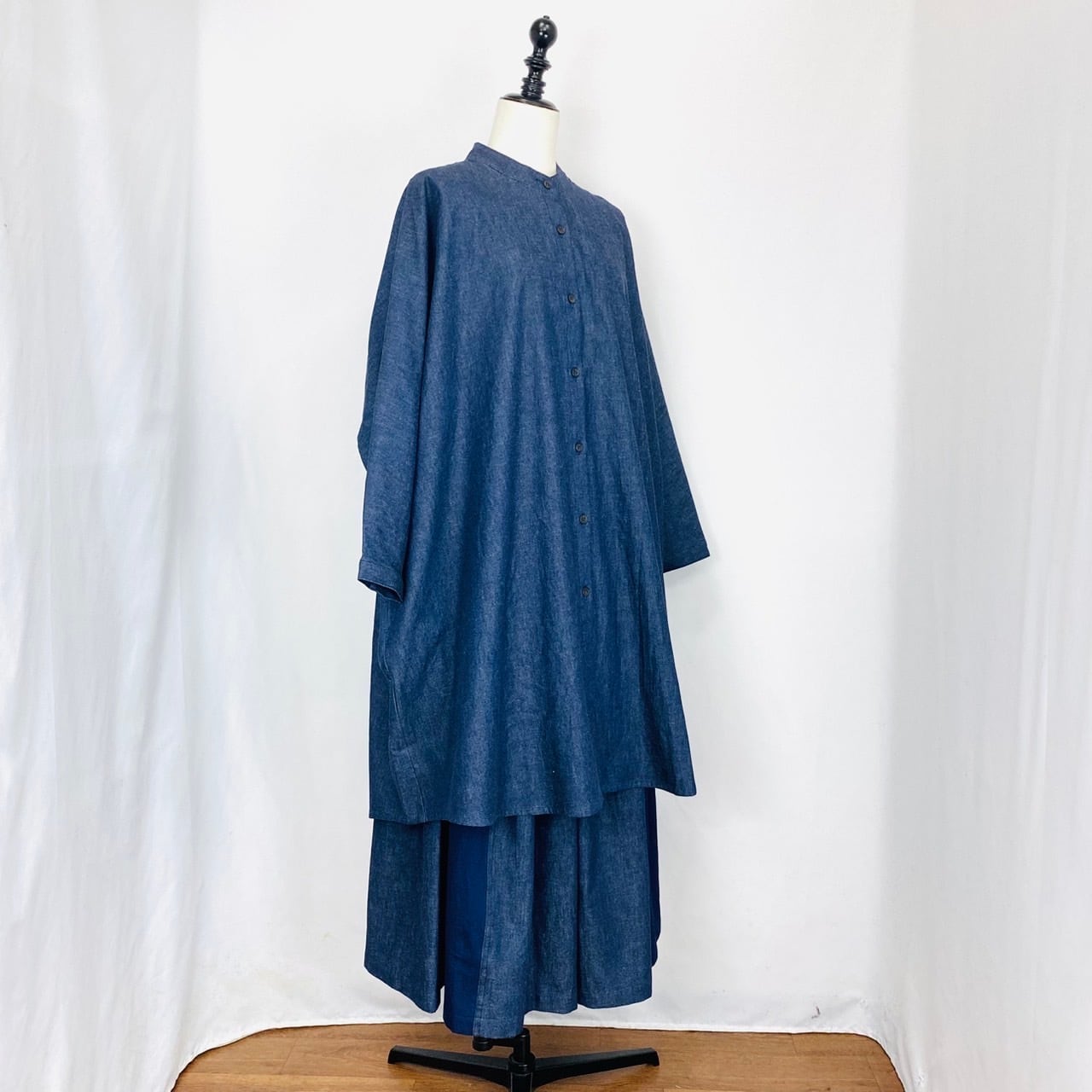 252059 ドルマンスリーブのロングブラウス 2カラー 岡山デニム