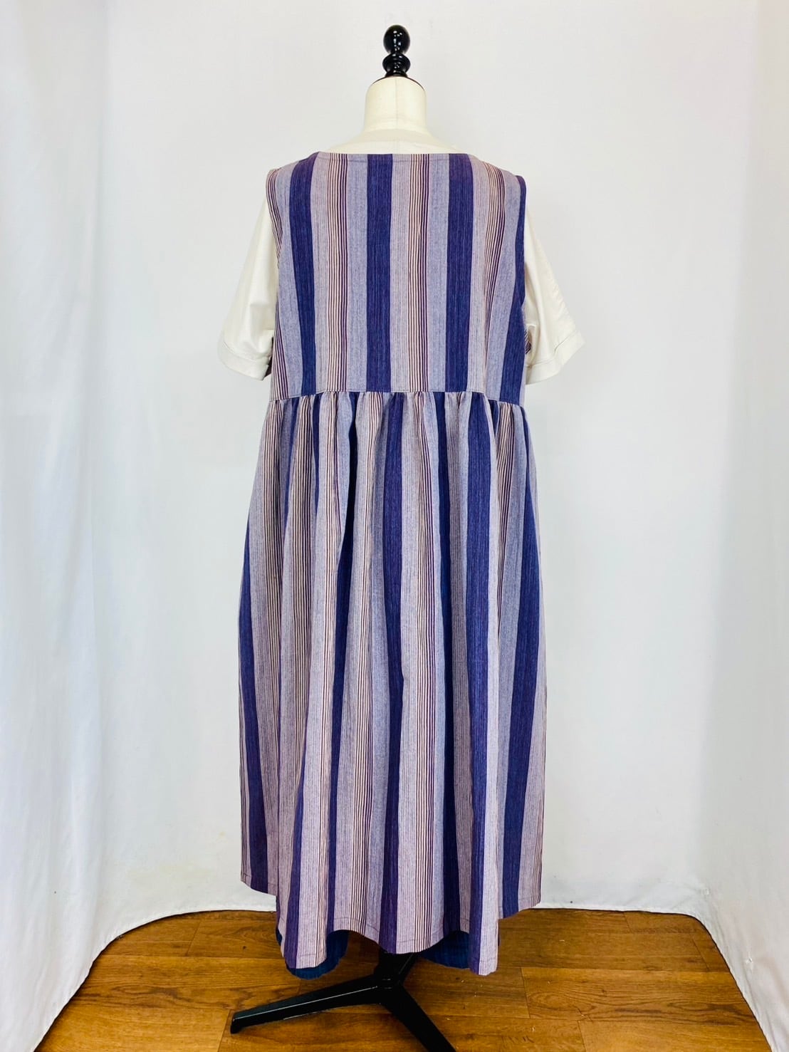 246019-1 ウエストギャザージャンパースカート パープル系 亀田縞