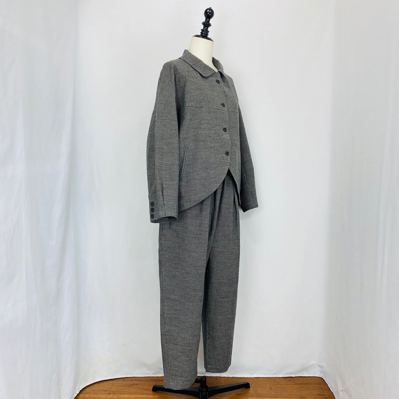 241042 胸切替えジャケット 3カラー 遠州織物 厚手格子