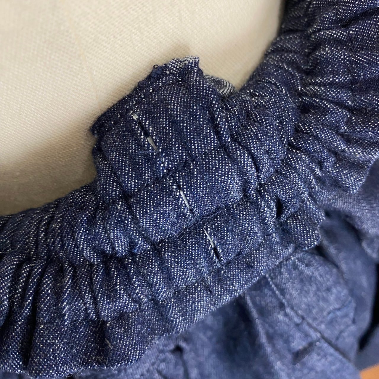 【再販】245047 切替えギャザースカート 2カラー 岡山デニム