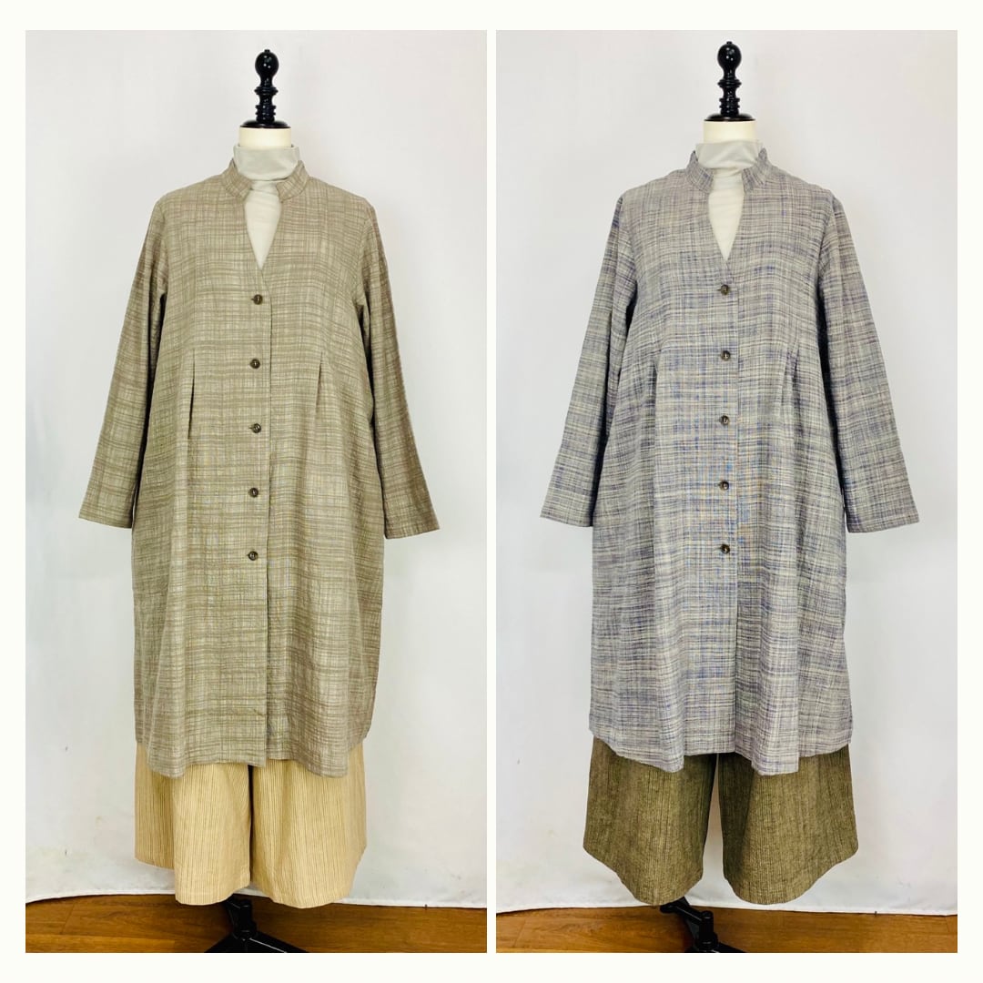 251011 タックのコート 2カラー 遠州織物 うすで逆スラブ