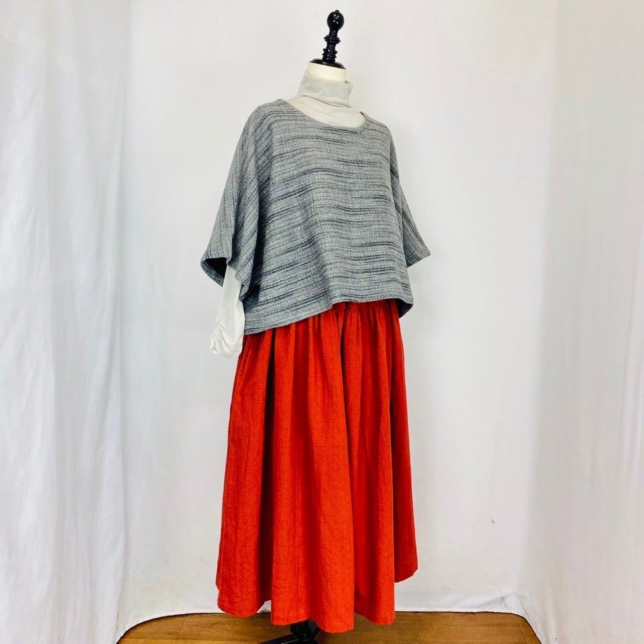 204022 ゆったりポンチョ 3カラー 遠州織り 逆スラブ二重織