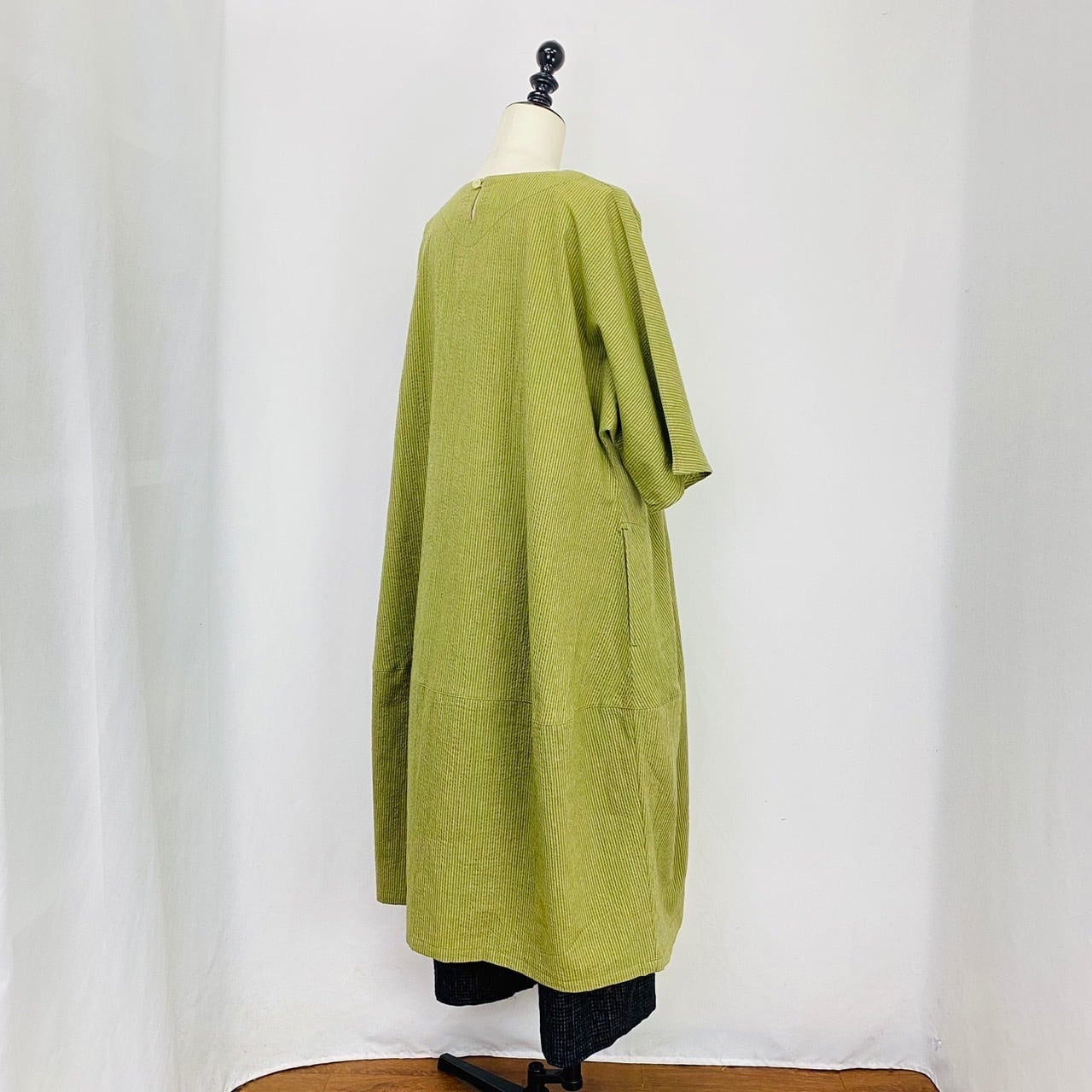 【再販】232011 切替えビッグワンピース 2カラー 遠州織物 逆スラブストライプ 薄手