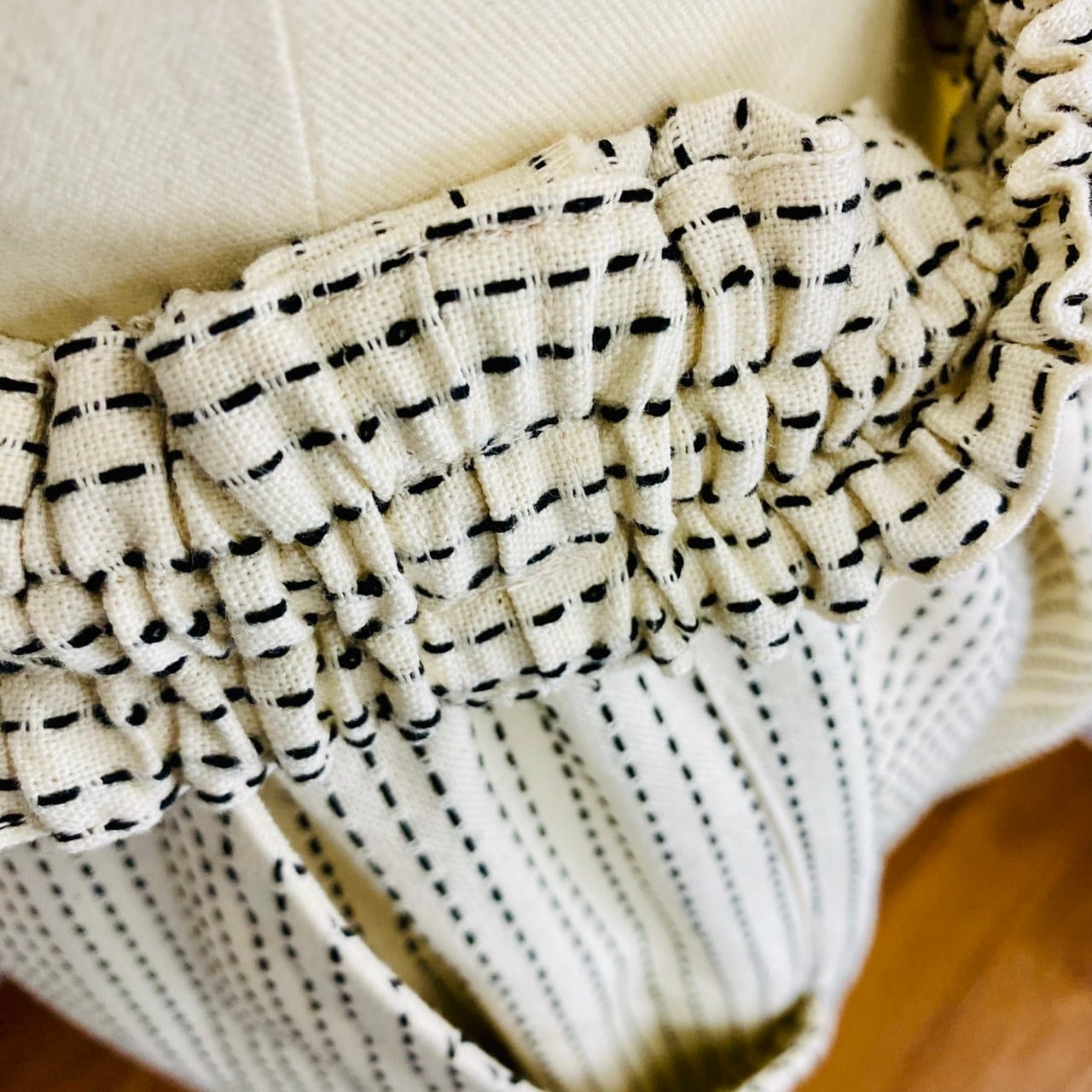 235043 ストレスフリーパンツ ショート丈 2カラー 安曇野木綿 刺し子