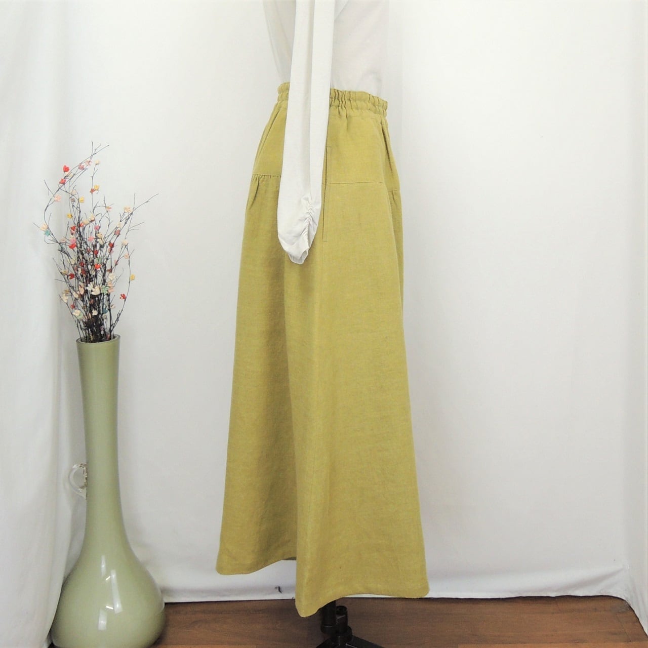 P9503 ティアードキュロットスカート 4カラー 起毛ベルギーリネン