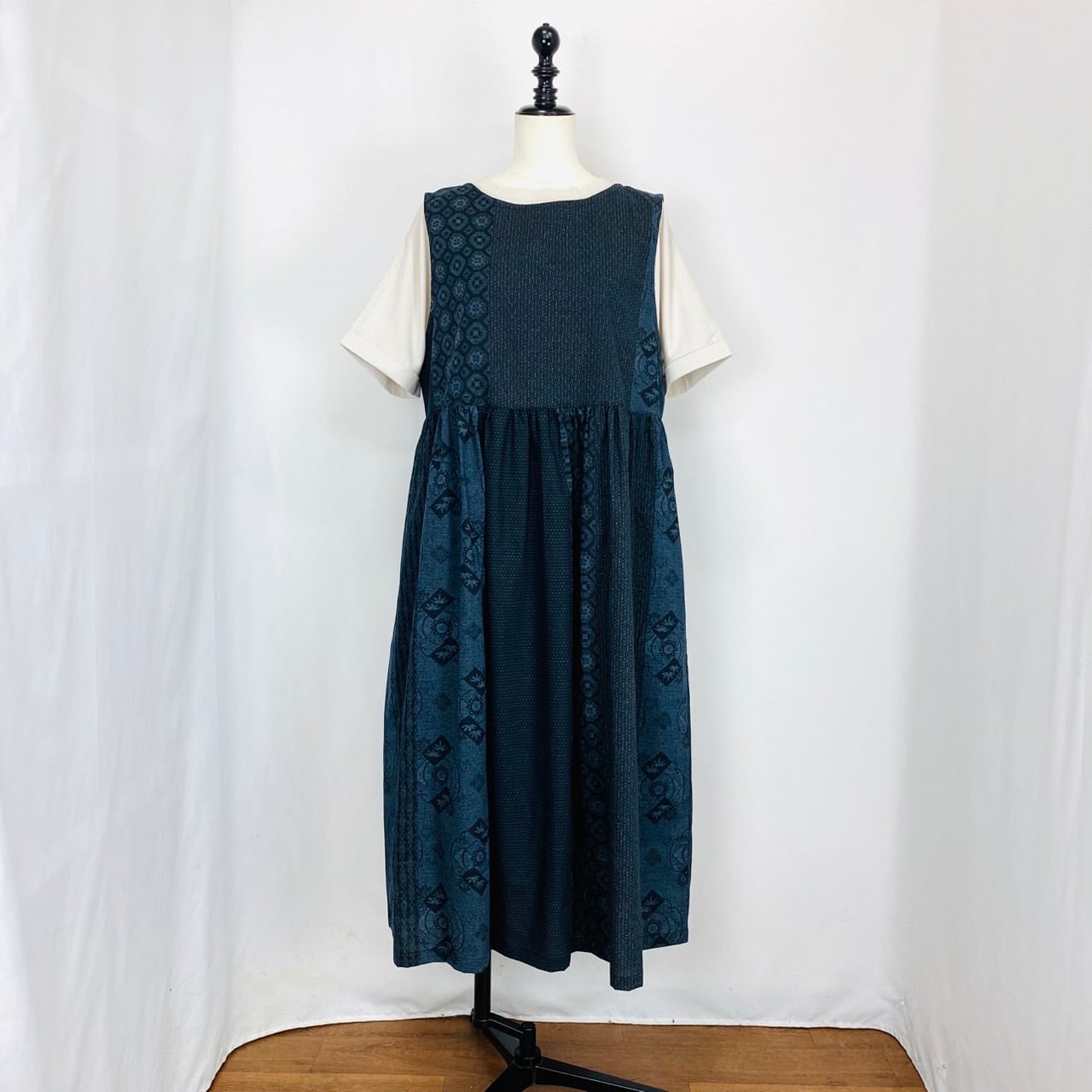 246013 ウエストギャザージャンパースカート 2カラー 安曇野染絣 大島紬柄