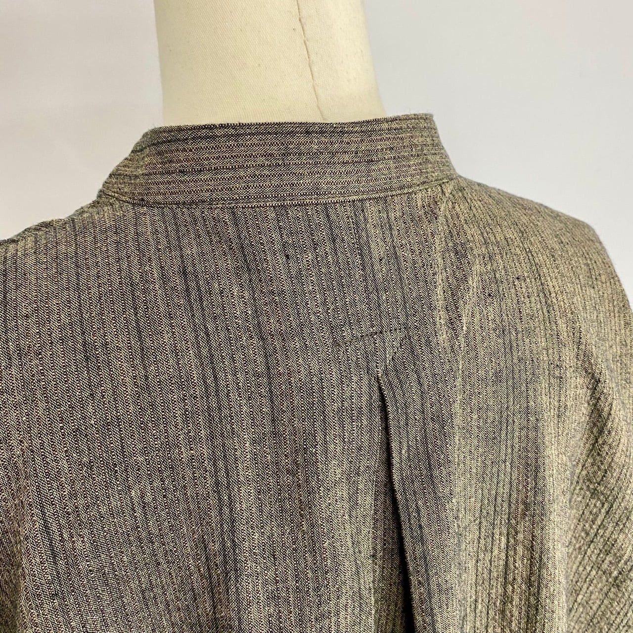 252051 ドルマンスリーブのロングブラウス 2カラー 遠州織物 逆スラブストライプ うすで