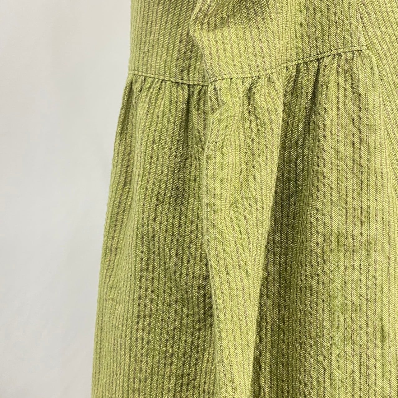 242010 サイドギャザーワンピース 5カラー 遠州織り 逆スラブストライプ 薄手