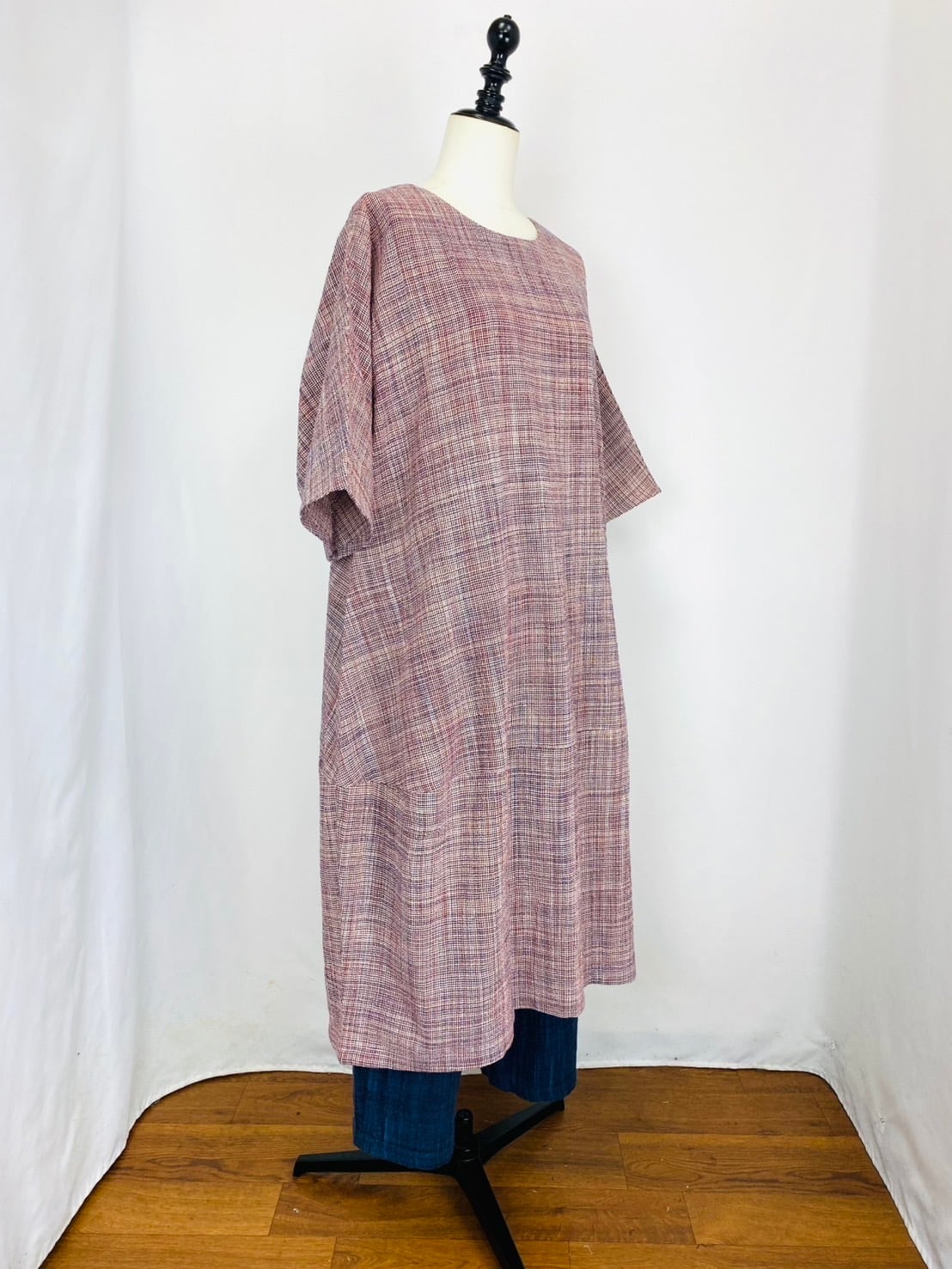 232011 切替ビッグワンピース 2カラー 遠州織物 うすで逆スラブストライプ