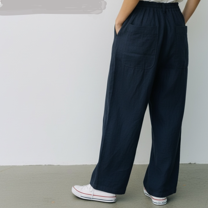 245031 大きな後ろポケットのパンツ 遠州織物 逆スラブ 黒