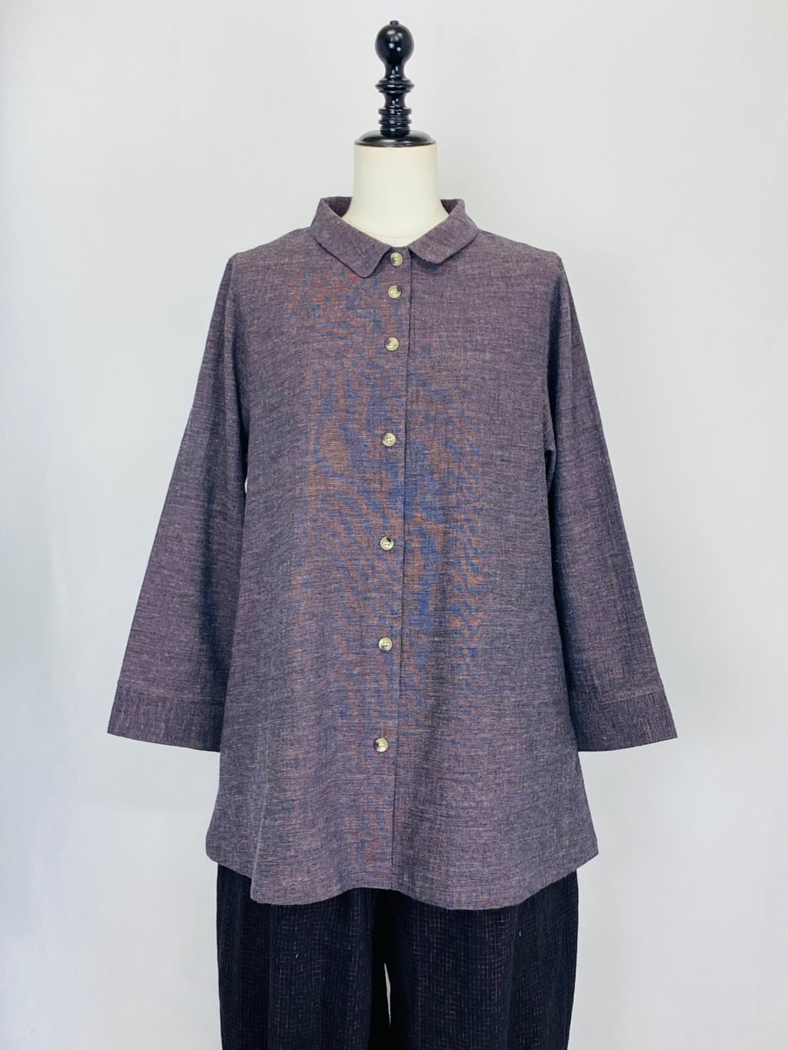 233011 ショールカラーブラウス 遠州織物 うすで楊柳