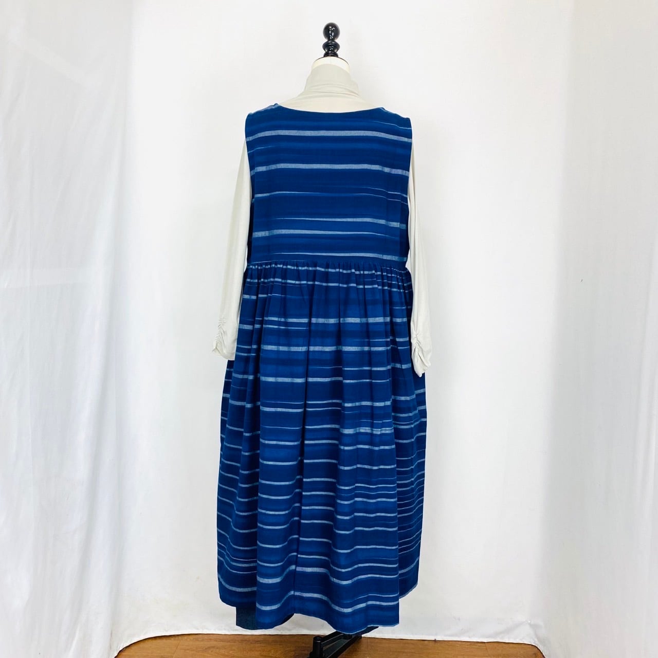 246016 ウエストギャザージャンパースカート 遠州藍染め織 よこ絣