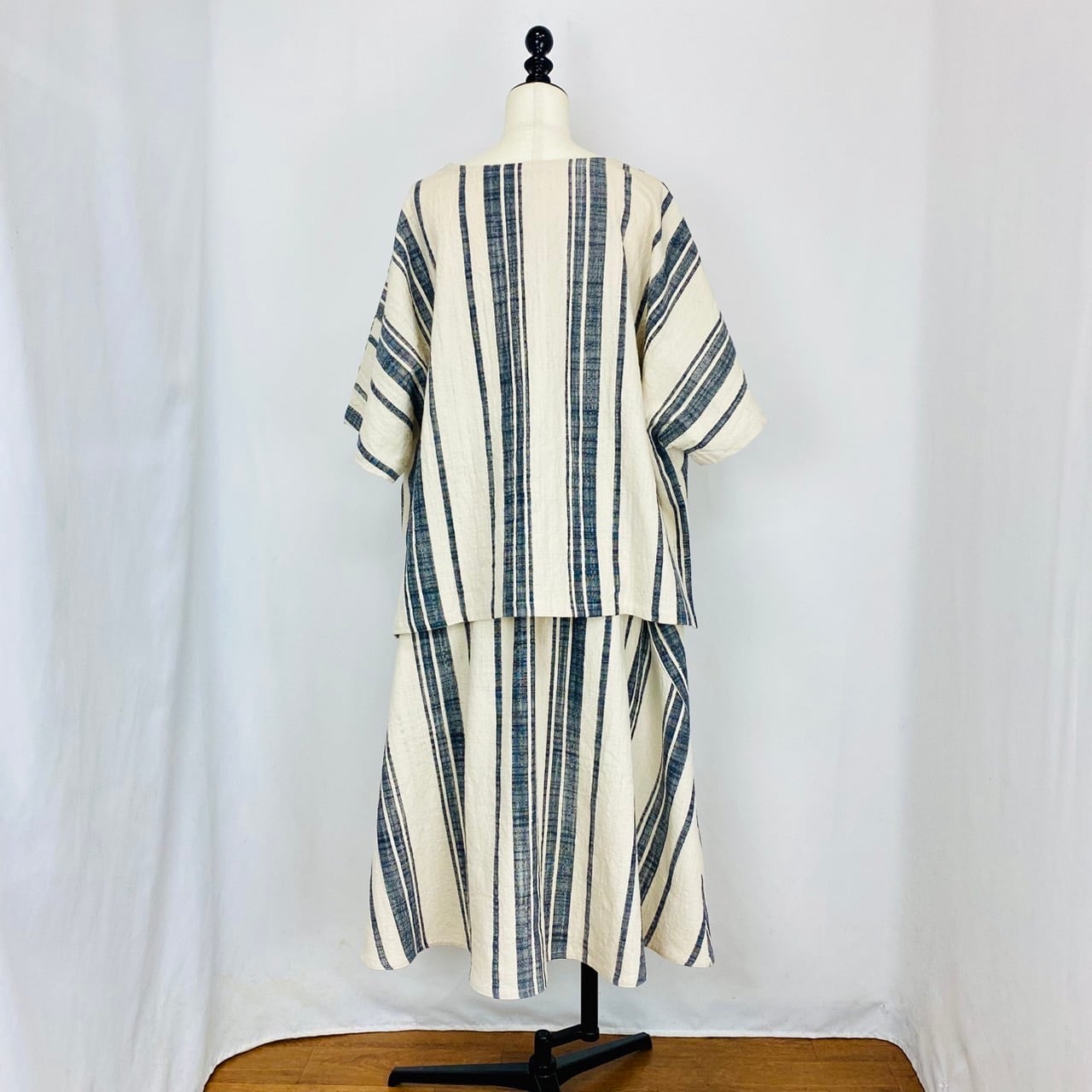 254011 Newゆったりポンチョ 遠州織物 逆スラブ大ストライプ