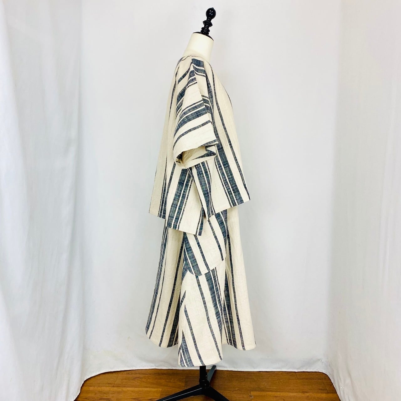 254011 Newゆったりポンチョ 遠州織物 逆スラブ大ストライプ