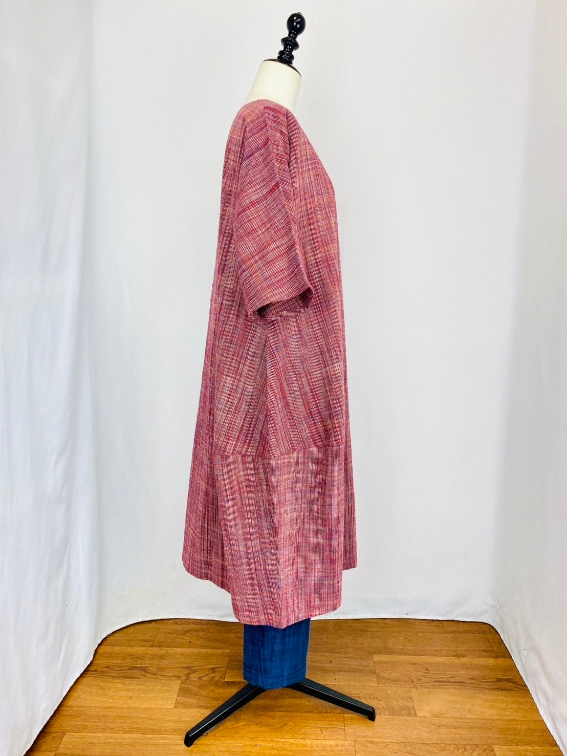 232011 切替ビッグワンピース 2カラー 遠州織物 うすで逆スラブストライプ