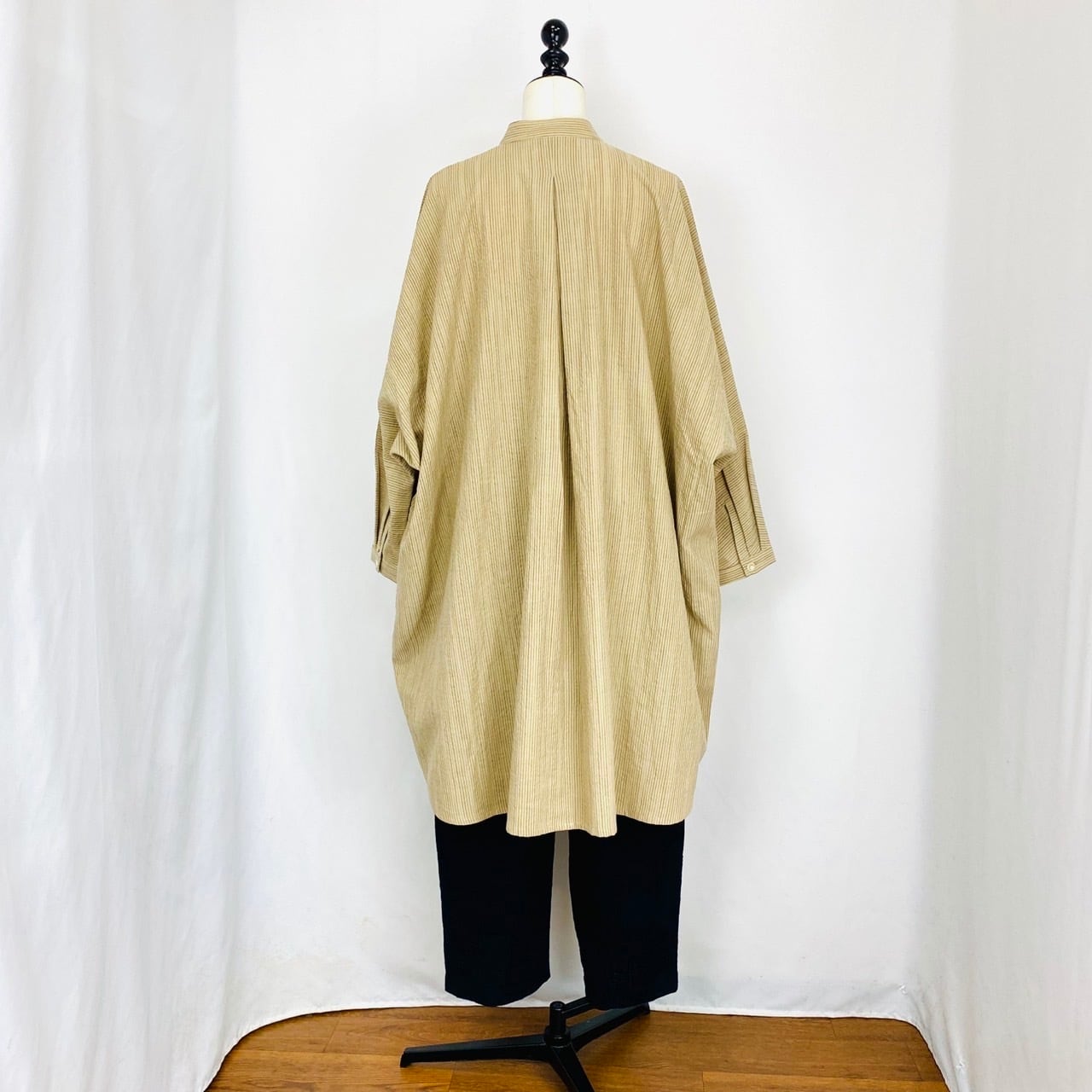 252051 ドルマンスリーブのロングブラウス 2カラー 遠州織物 逆スラブストライプ うすで