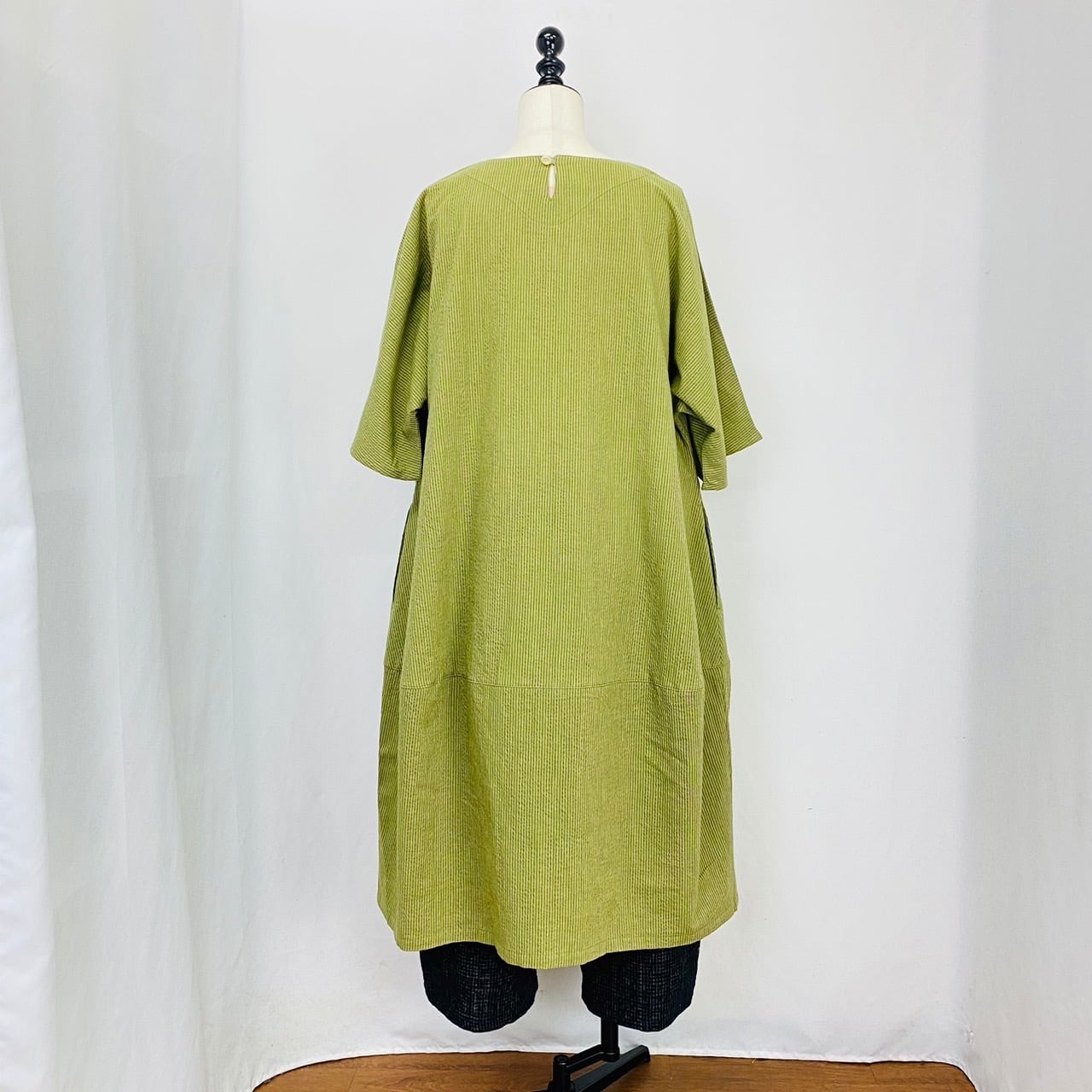 【再販】232011 切替えビッグワンピース 2カラー 遠州織物 逆スラブストライプ 薄手