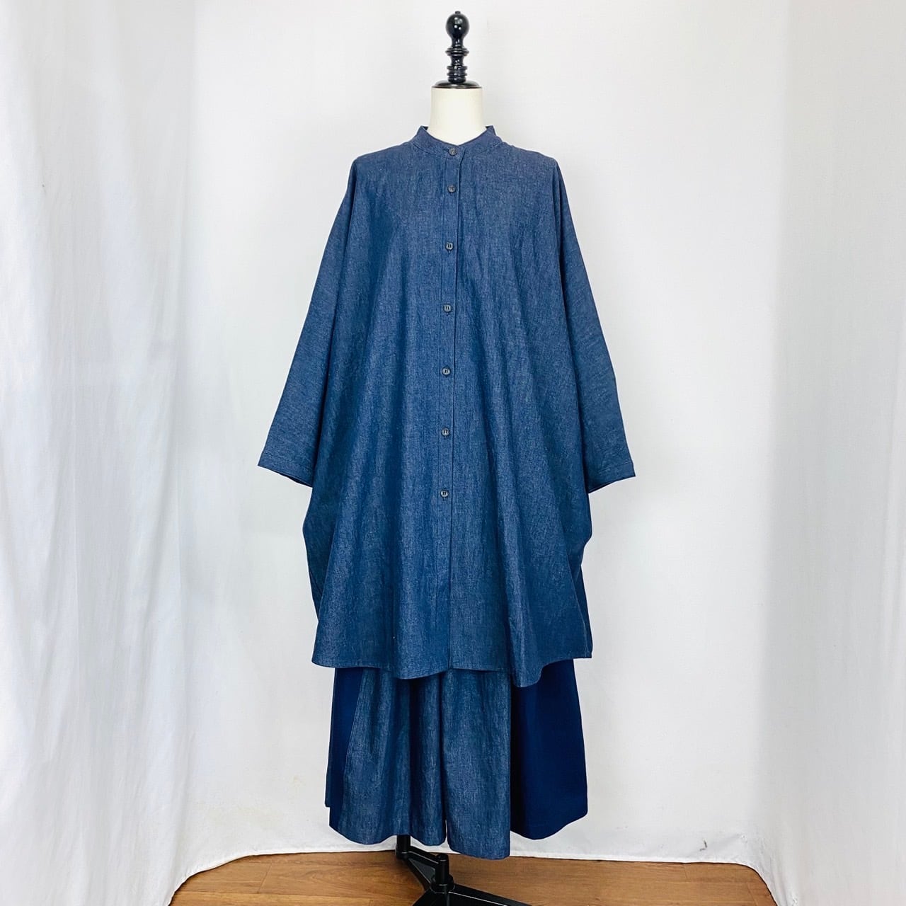 252059 ドルマンスリーブのロングブラウス 2カラー 岡山デニム
