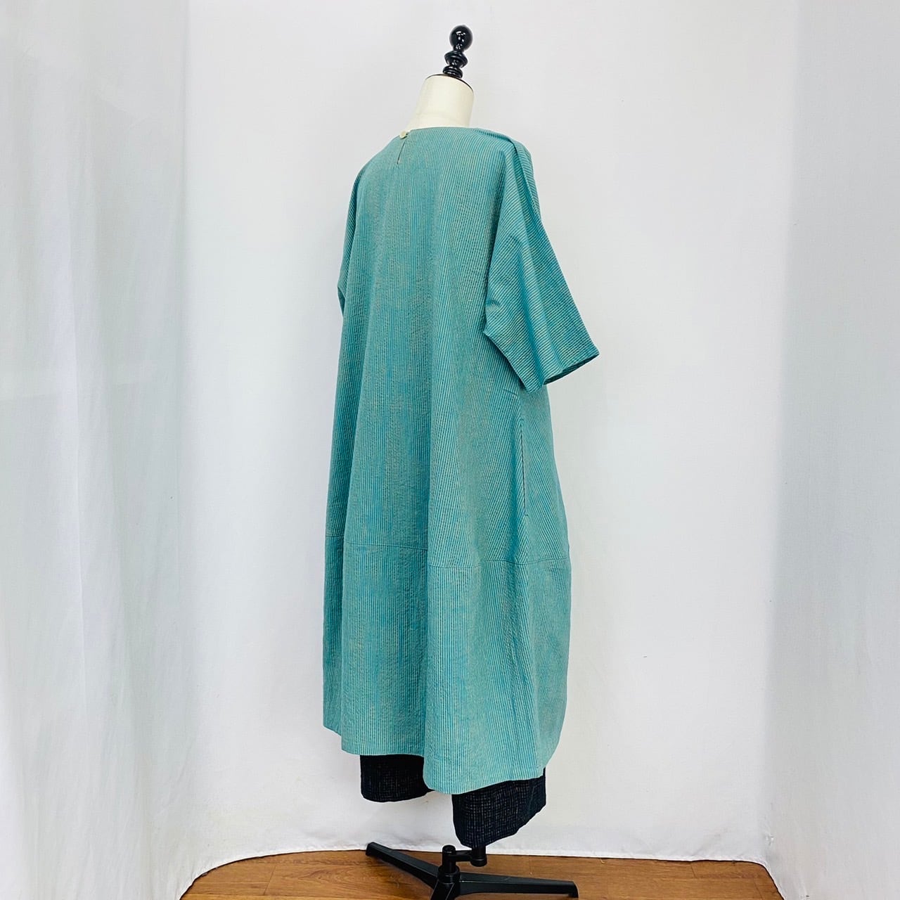 【再販】232011 切替えビッグワンピース 2カラー 遠州織物 逆スラブストライプ 薄手