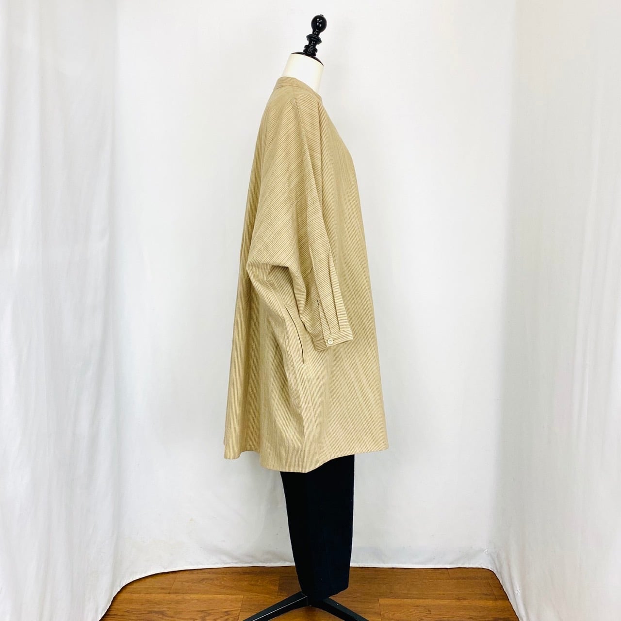 252051 ドルマンスリーブのロングブラウス 2カラー 遠州織物 逆スラブストライプ うすで