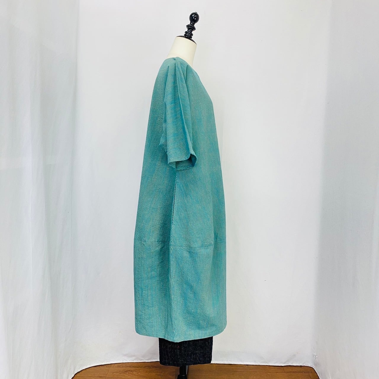 【再販】232011 切替えビッグワンピース 2カラー 遠州織物 逆スラブストライプ 薄手