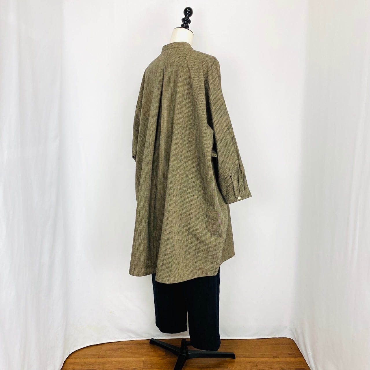 252051 ドルマンスリーブのロングブラウス 2カラー 遠州織物 逆スラブストライプ うすで