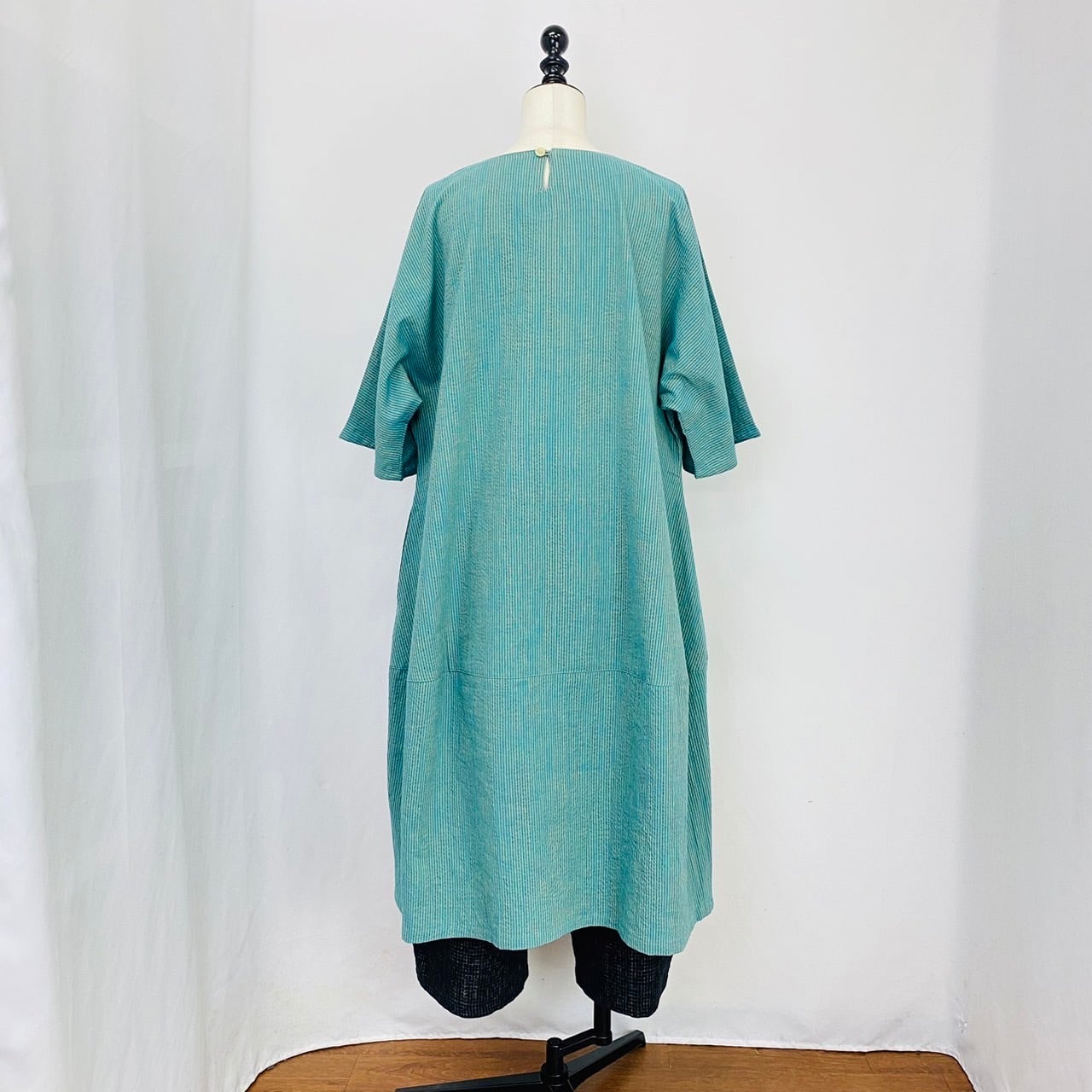 【再販】232011 切替えビッグワンピース 2カラー 遠州織物 逆スラブストライプ 薄手