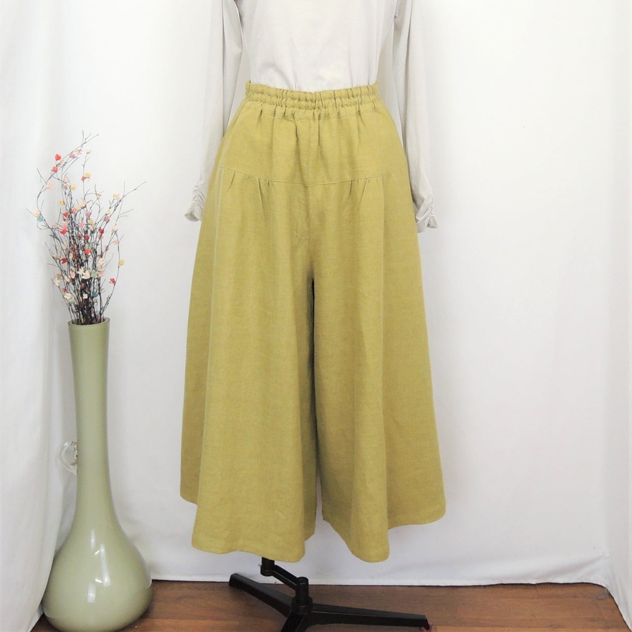 P9503 ティアードキュロットスカート 4カラー 起毛ベルギーリネン