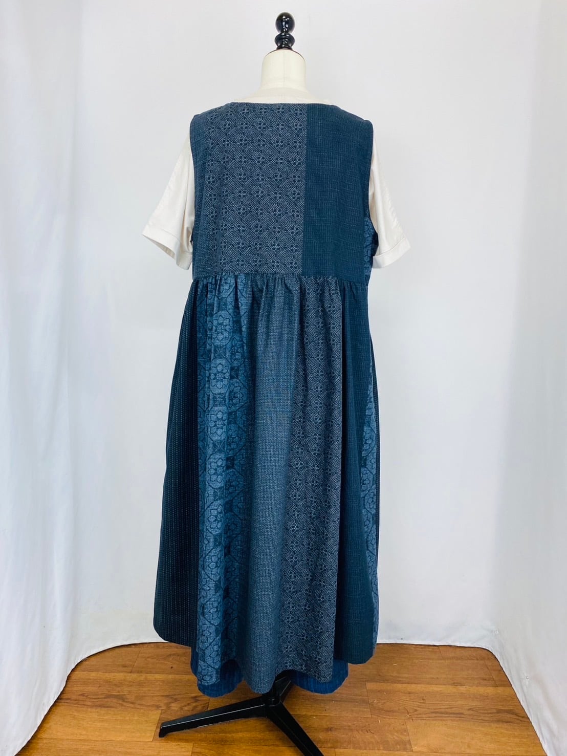 246013 ウエストギャザージャンパースカート 2カラー 安曇野染絣 上方大島紬柄