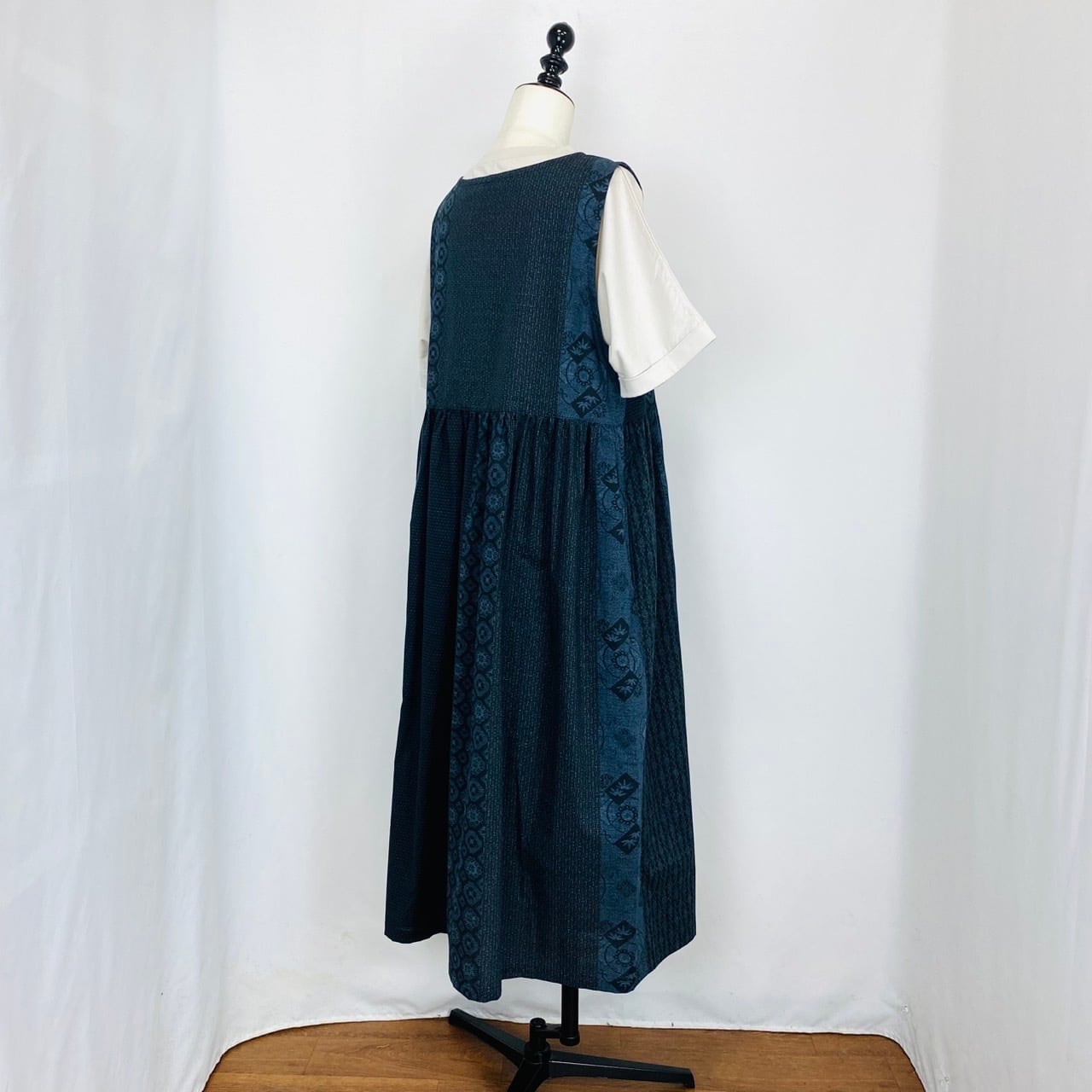 246013 ウエストギャザージャンパースカート 2カラー 安曇野染絣 大島紬柄