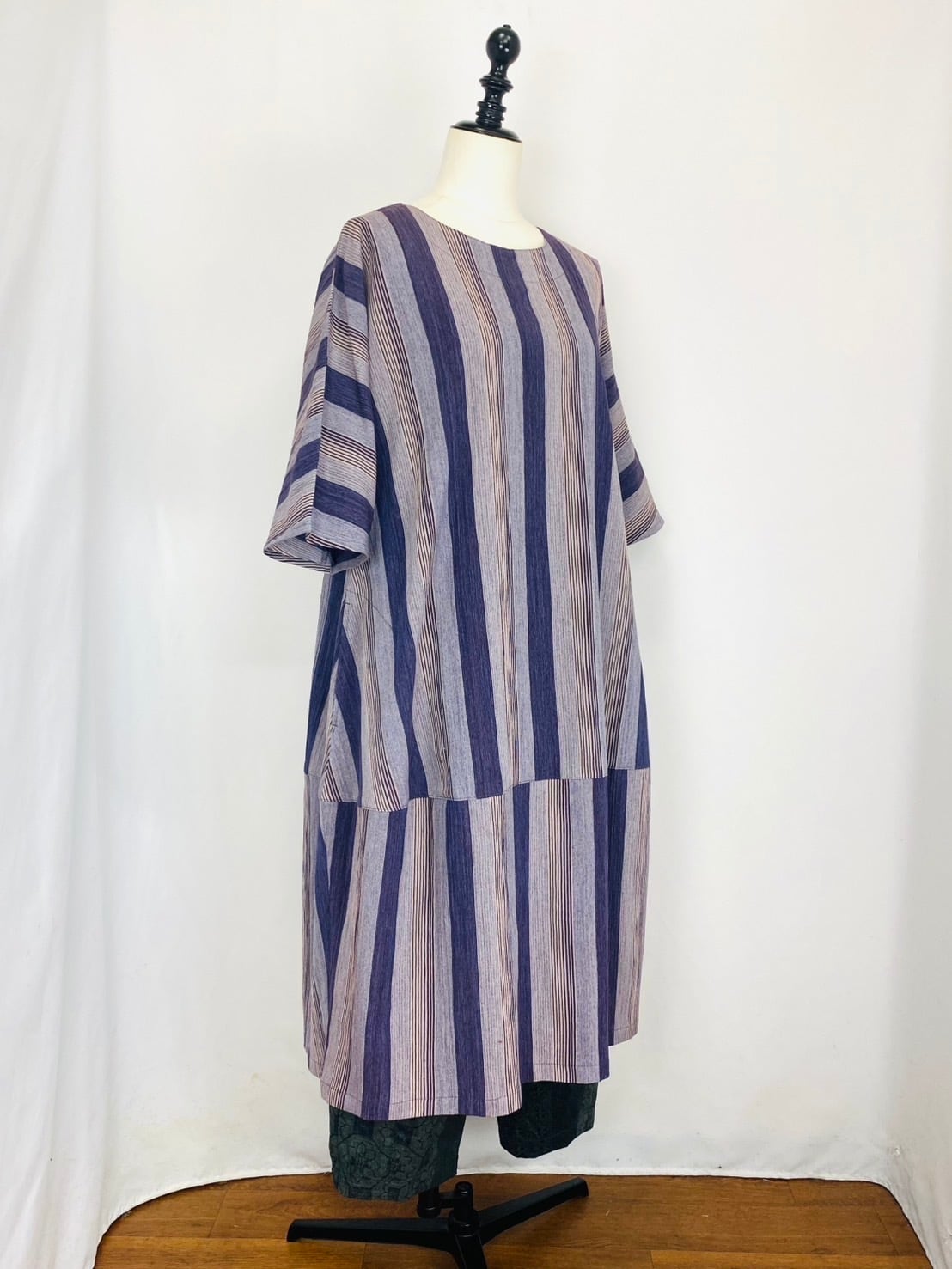 232019 切替ビッグワンピース 亀田縞 パープル系