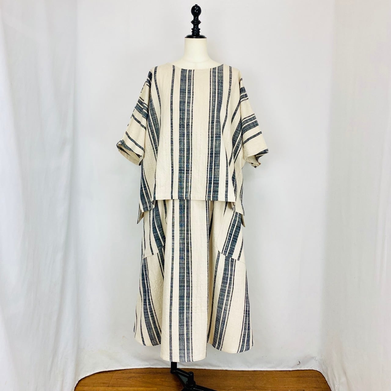 254011　Newゆったりポンチョ　遠州織物　逆スラブ大ストライプ