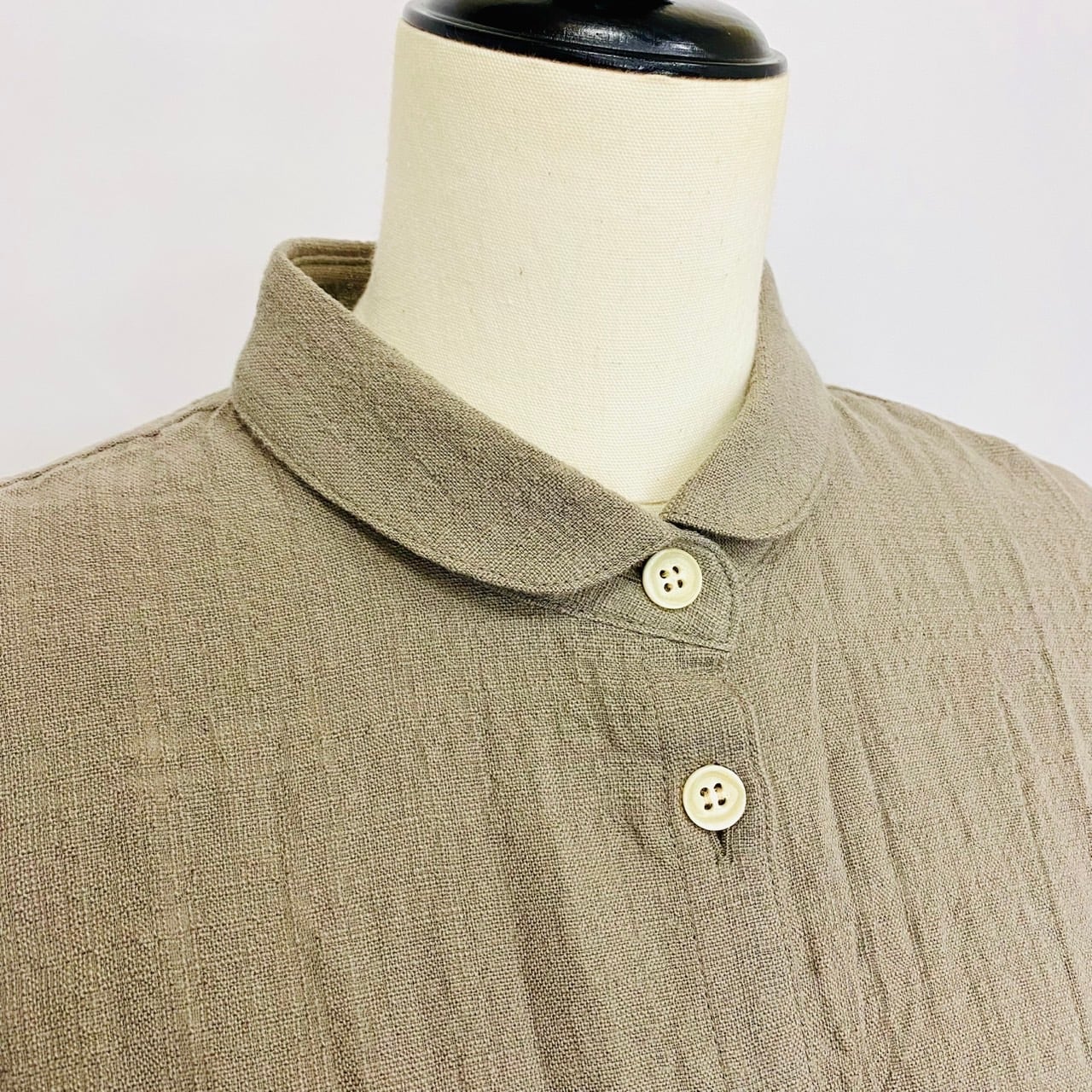 SU19102　丸襟ゆったりブラウス　遠州織物　逆スラブうすで