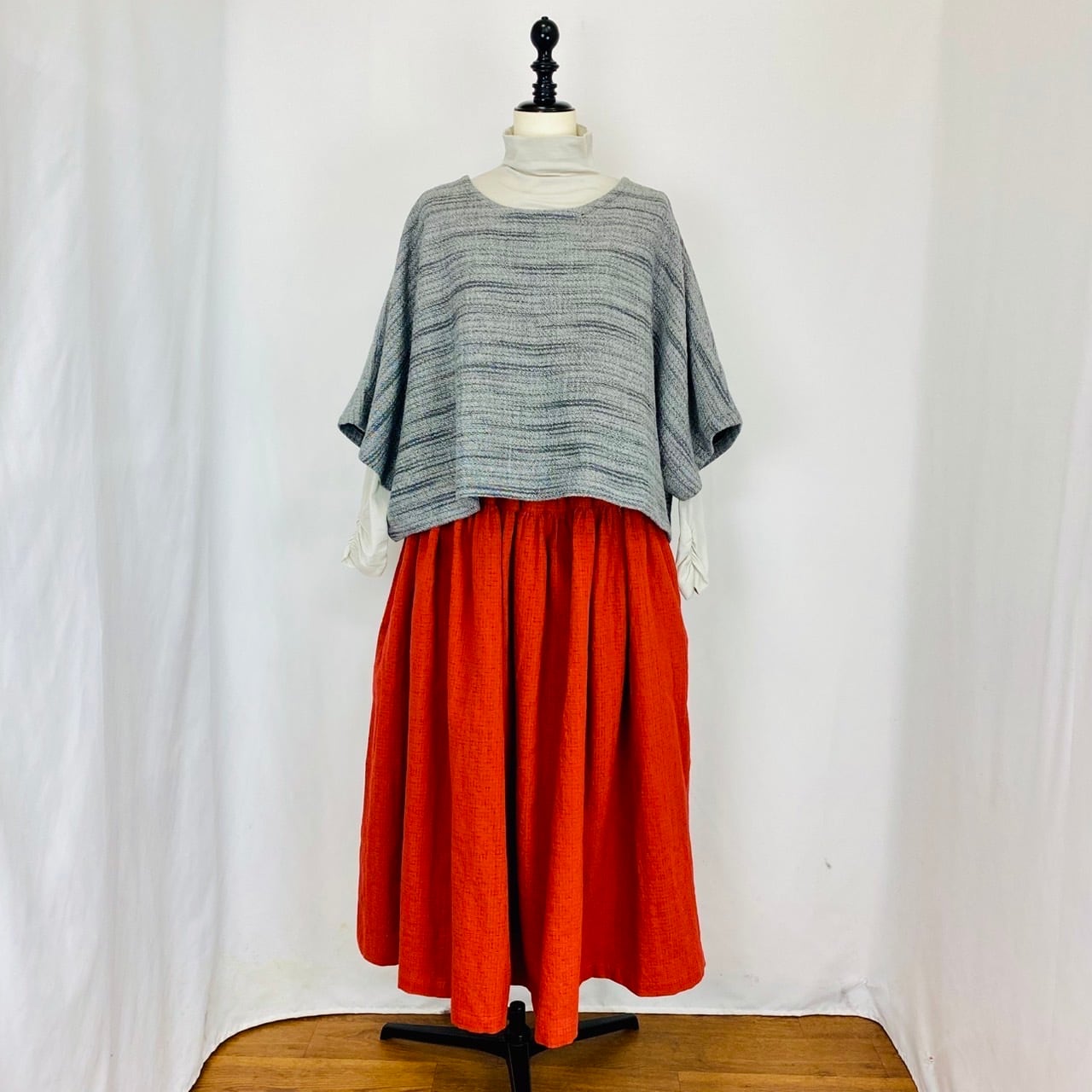 204022　ゆったりポンチョ　3カラー　遠州織り　逆スラブ二重織