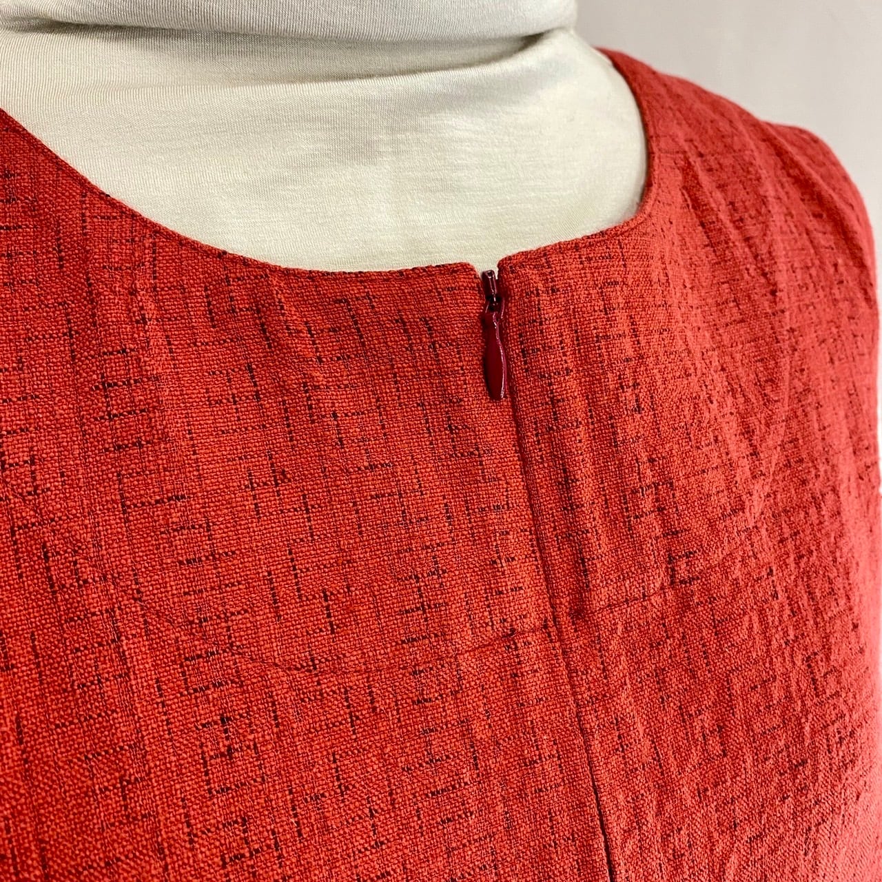 252041　前ファスナーのノースリーブワンピース　2カラー　遠州織物　たてよこ絣