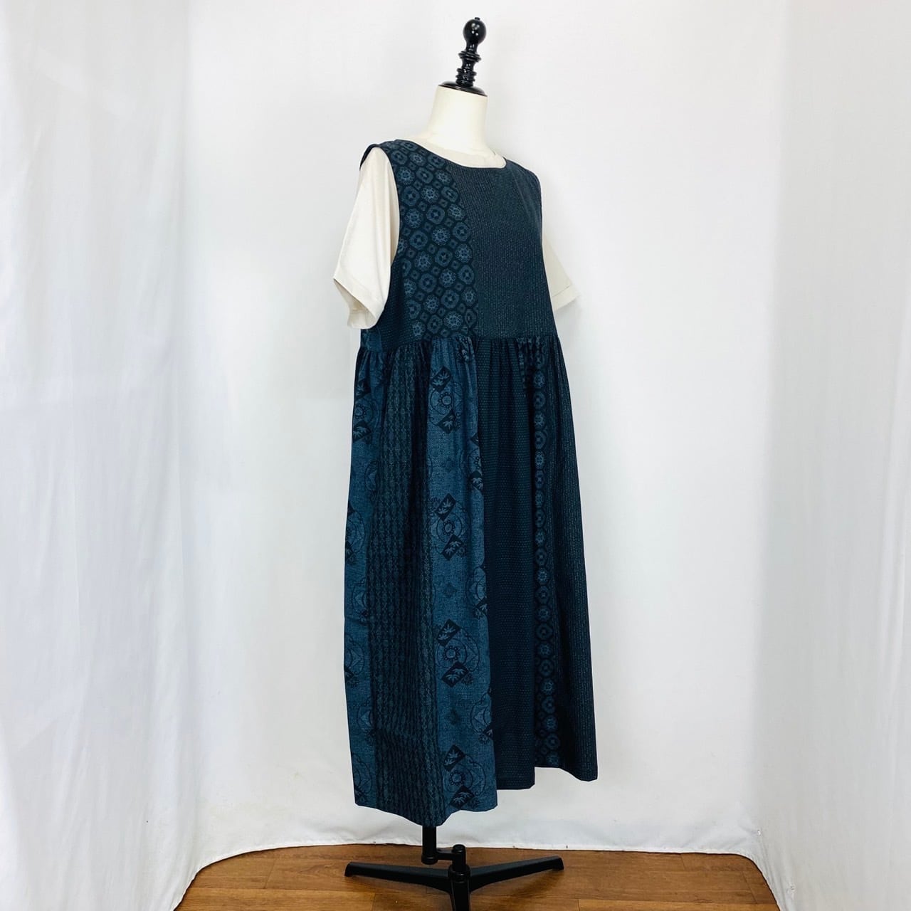 246013  ウエストギャザージャンパースカート　2カラー　安曇野染絣　大島紬柄