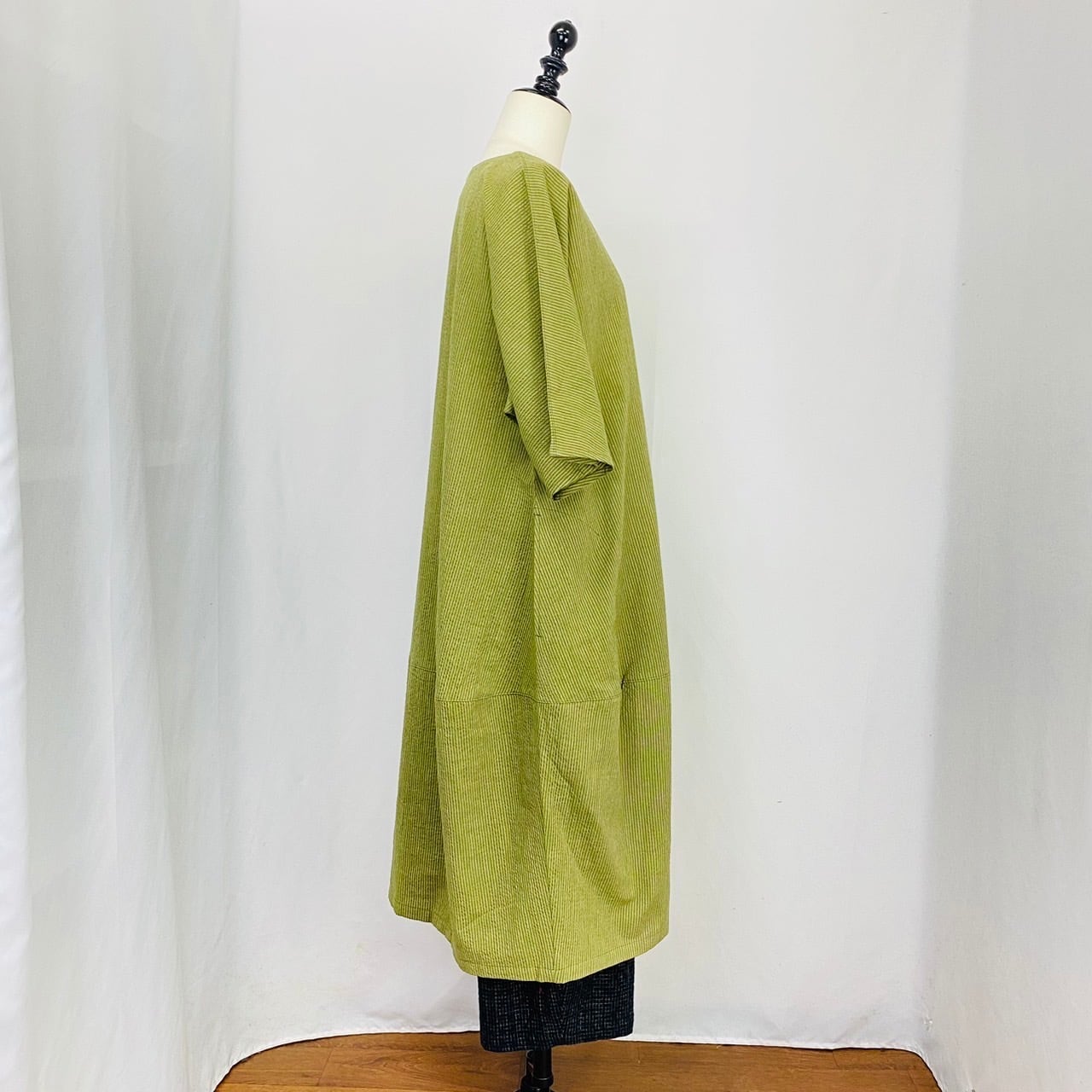 【再販】232011　切替えビッグワンピース　2カラー　遠州織物　逆スラブストライプ　薄手