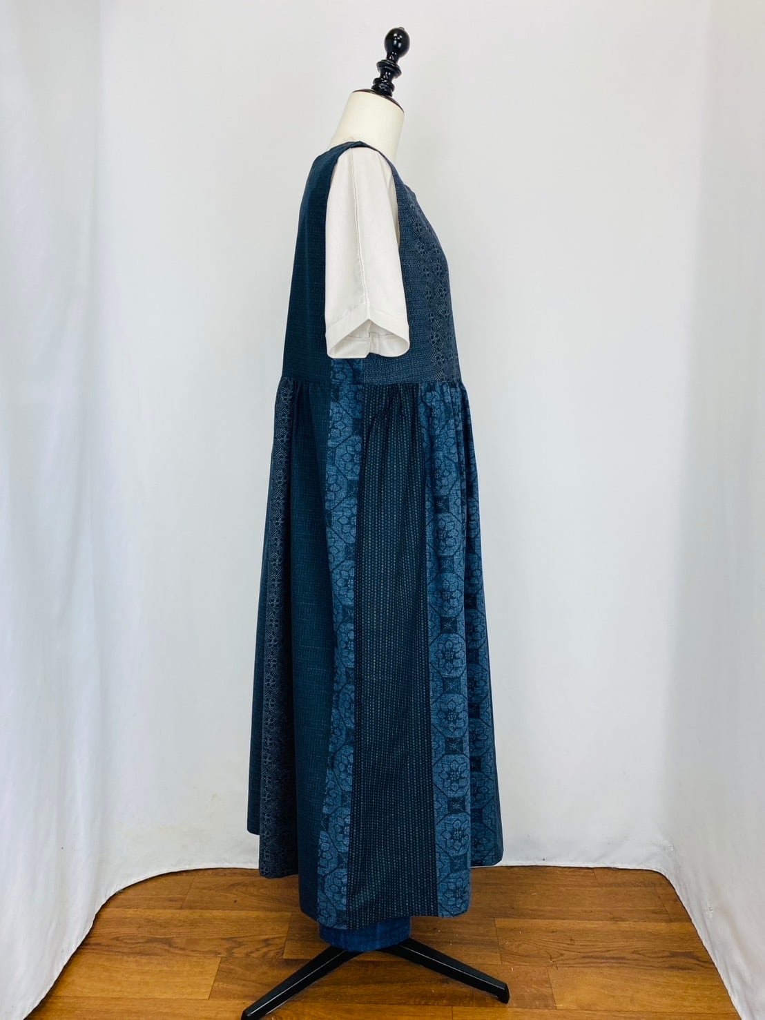 246013  ウエストギャザージャンパースカート　2カラー　安曇野染絣　上方大島紬柄