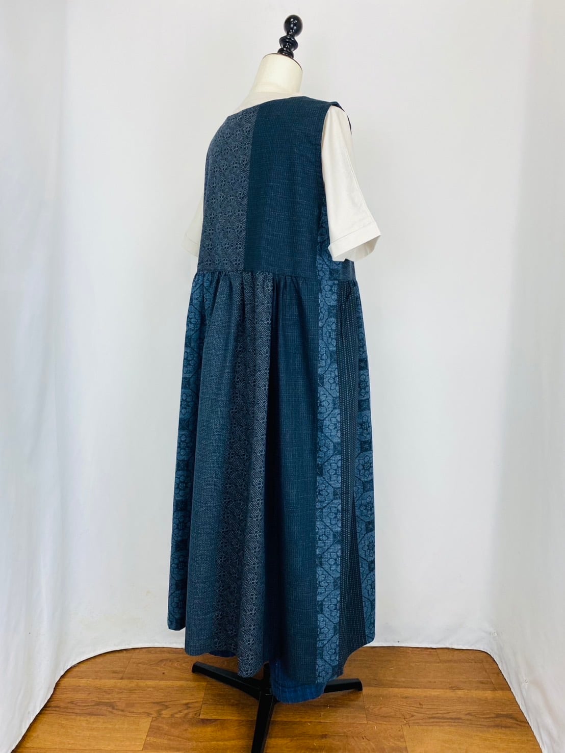 246013  ウエストギャザージャンパースカート　2カラー　安曇野染絣　上方大島紬柄