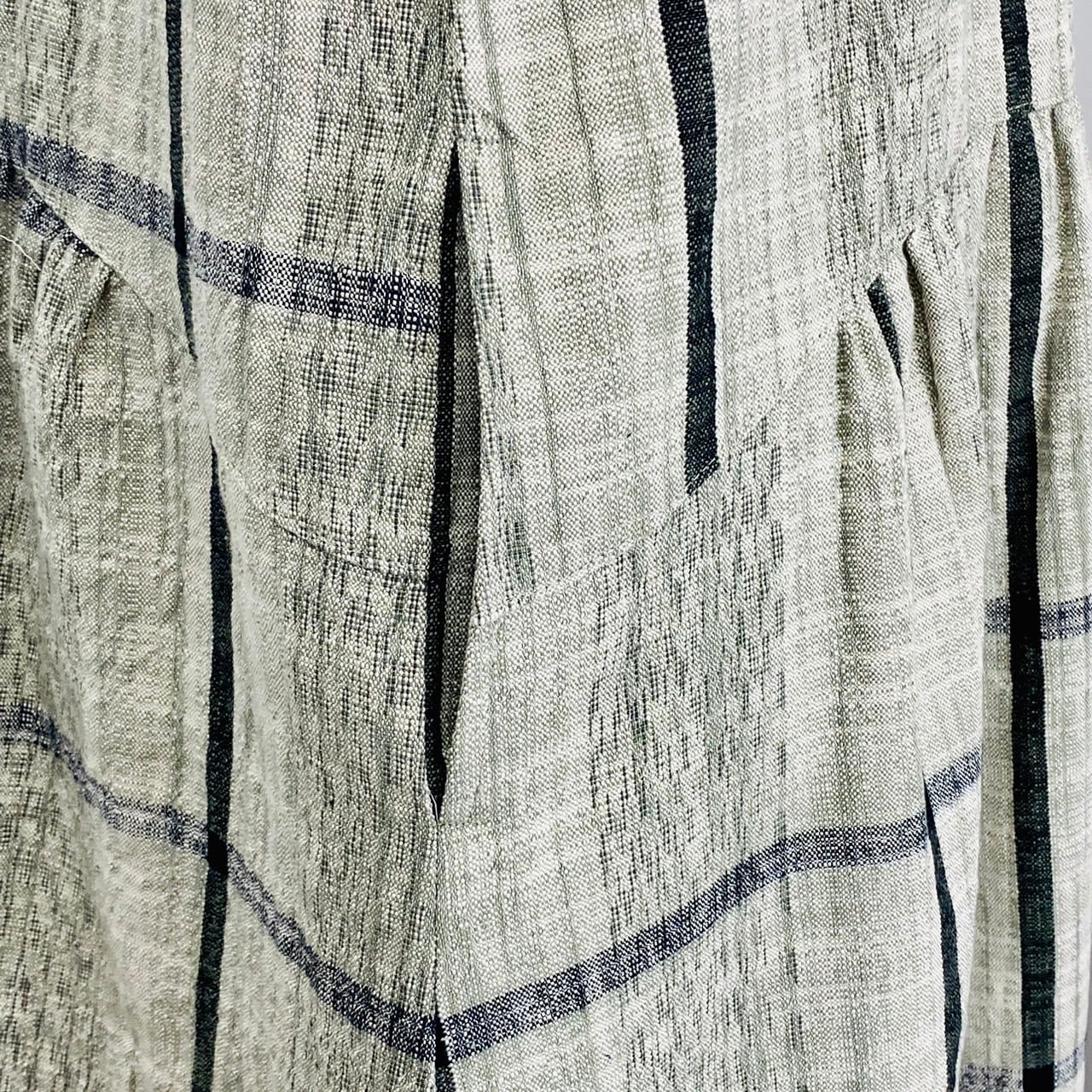 【再販】232041   ローウエスト切替ギャザーワンピース　2カラー　遠州織り　逆スラブ絣格子