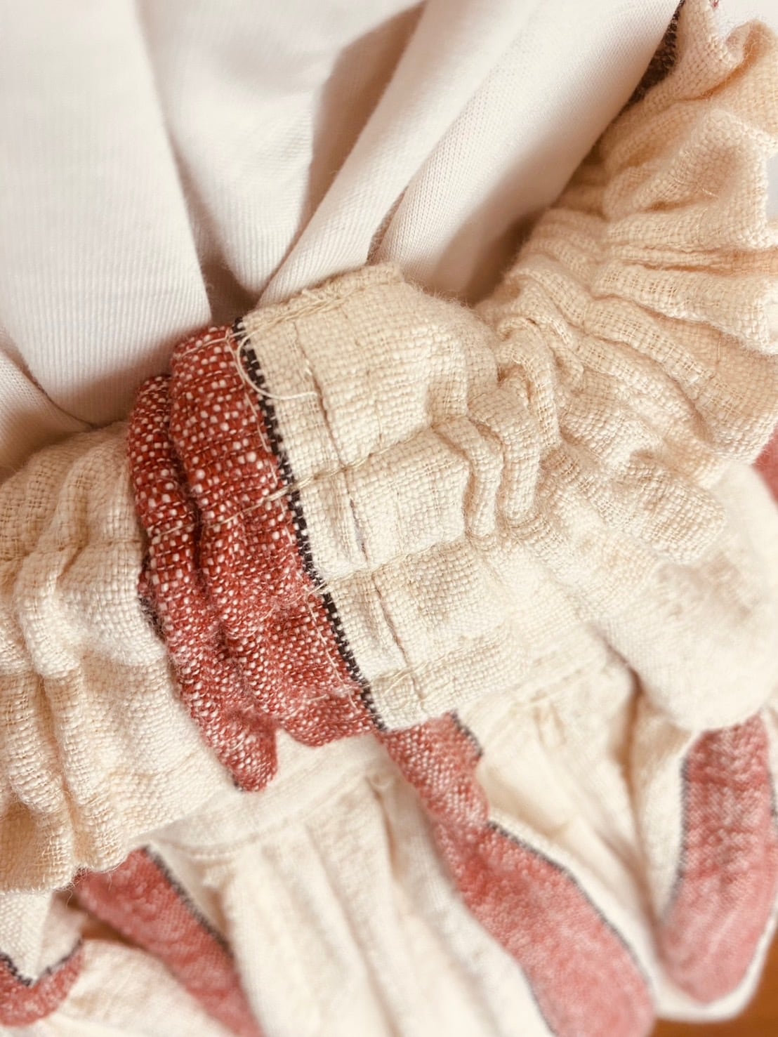 245041  切替ギャザースカート　遠州織物　ギャザースラブストライプ