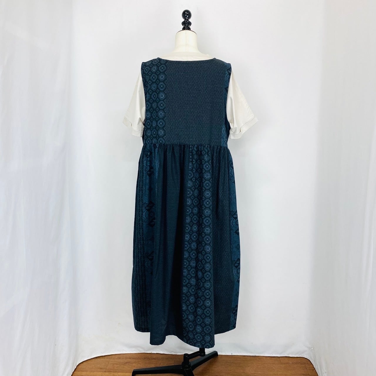 246013  ウエストギャザージャンパースカート　2カラー　安曇野染絣　大島紬柄