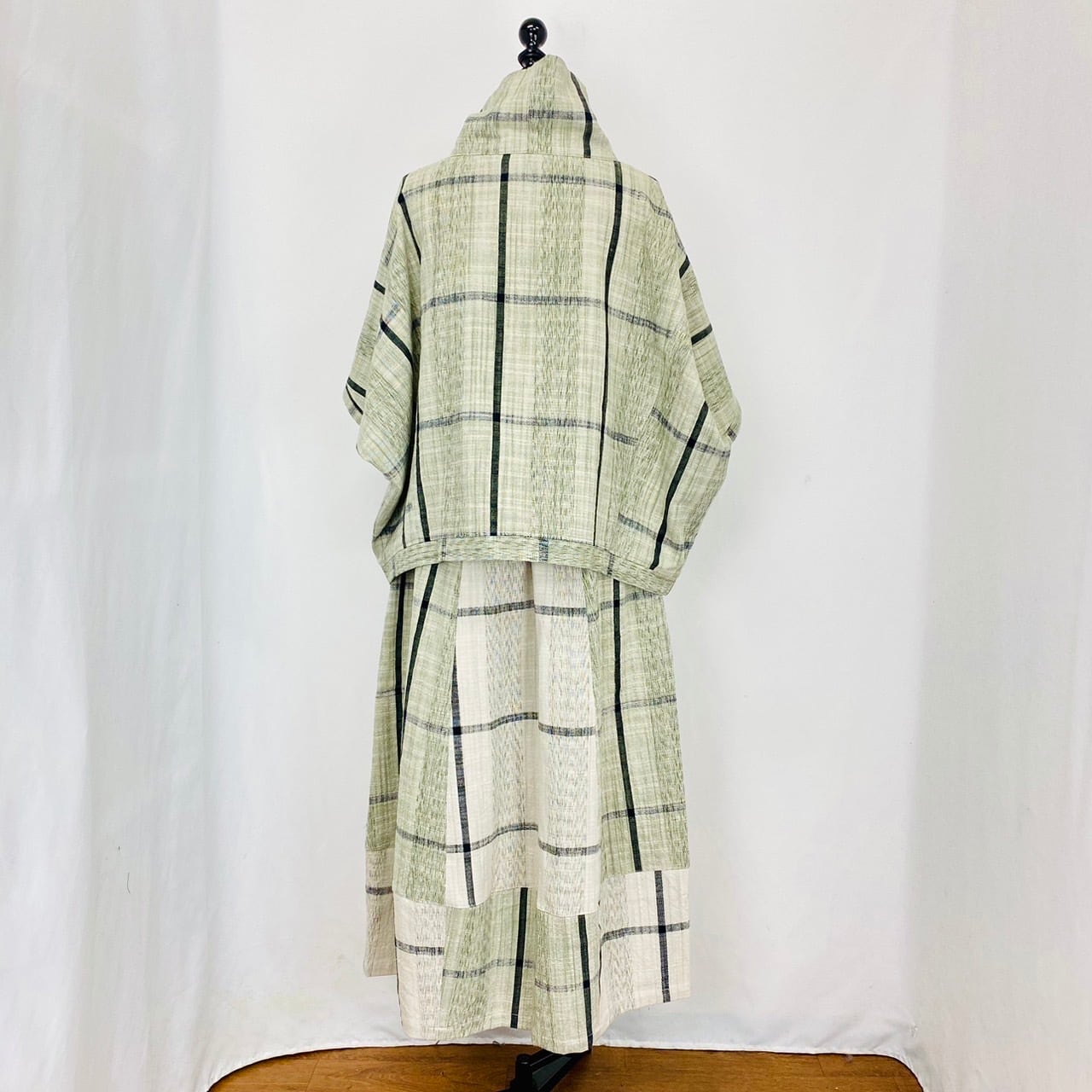 【再販】224011　ロールネック切替えプルオーバー　2カラー　遠州織物　逆スラブ絣格子