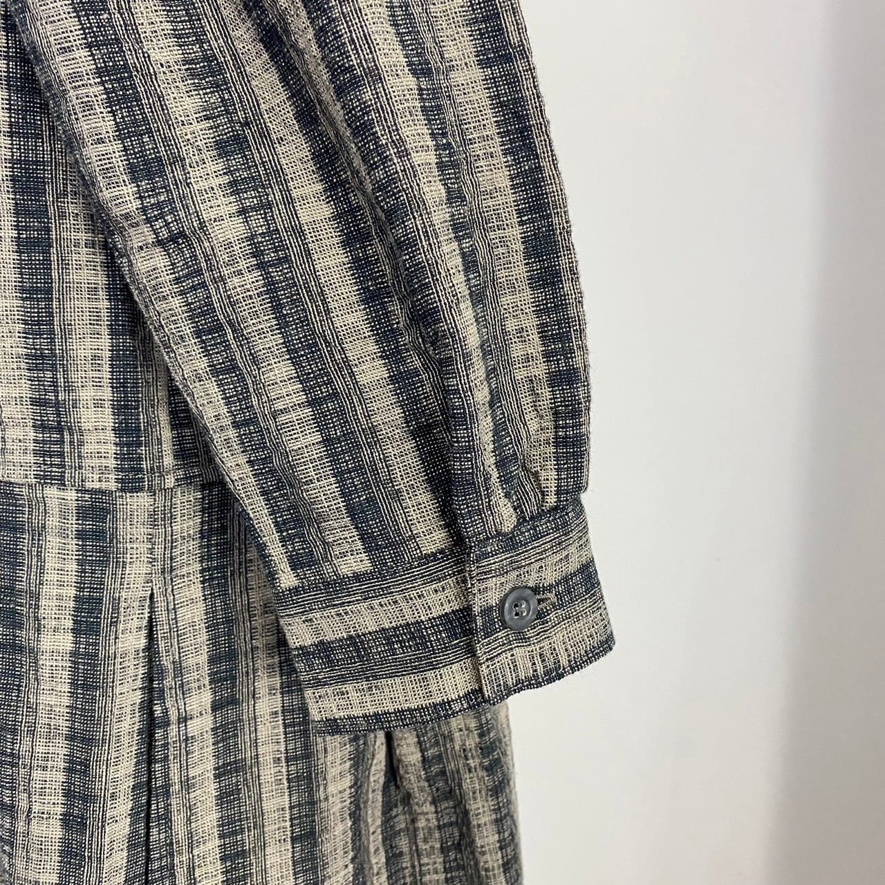 202011　ローウエストワンピース　2カラー　遠州織物　うすで逆スラブ絣ストライプ