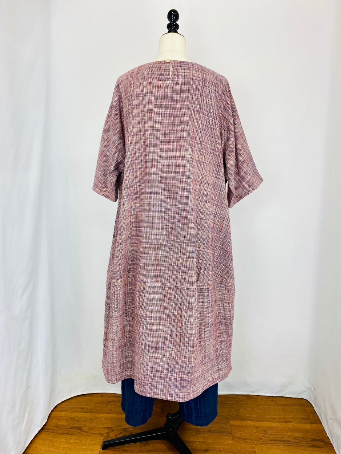 232011　切替ビッグワンピース　2カラー　遠州織物　うすで逆スラブストライプ