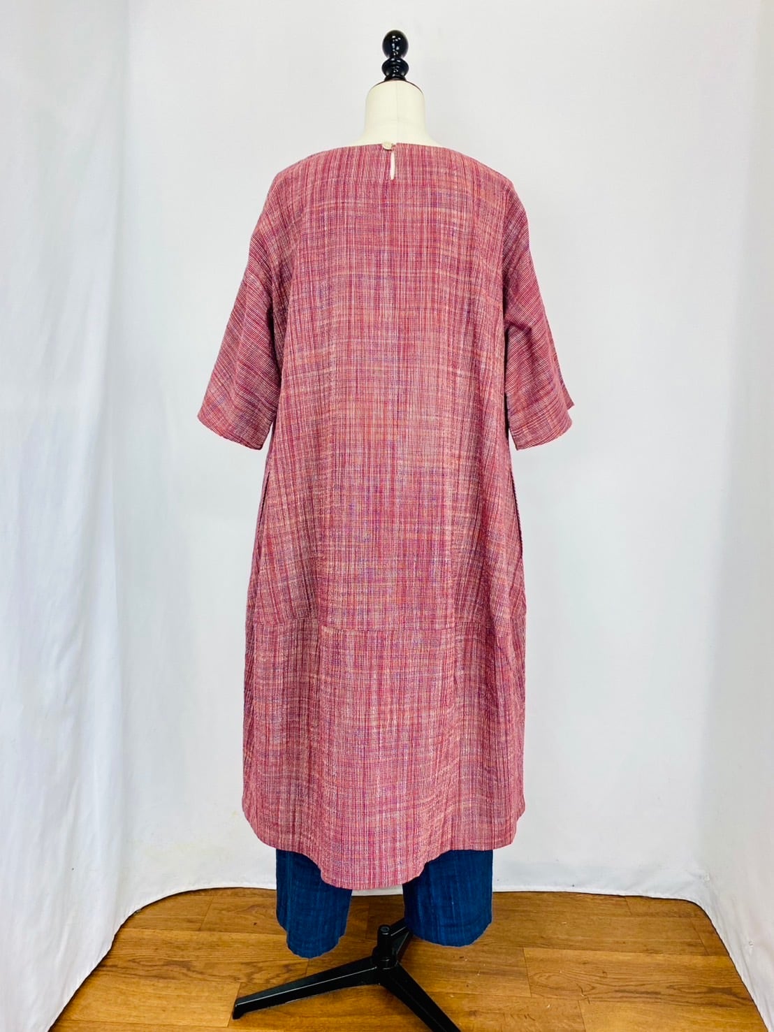 232011　切替ビッグワンピース　2カラー　遠州織物　うすで逆スラブストライプ