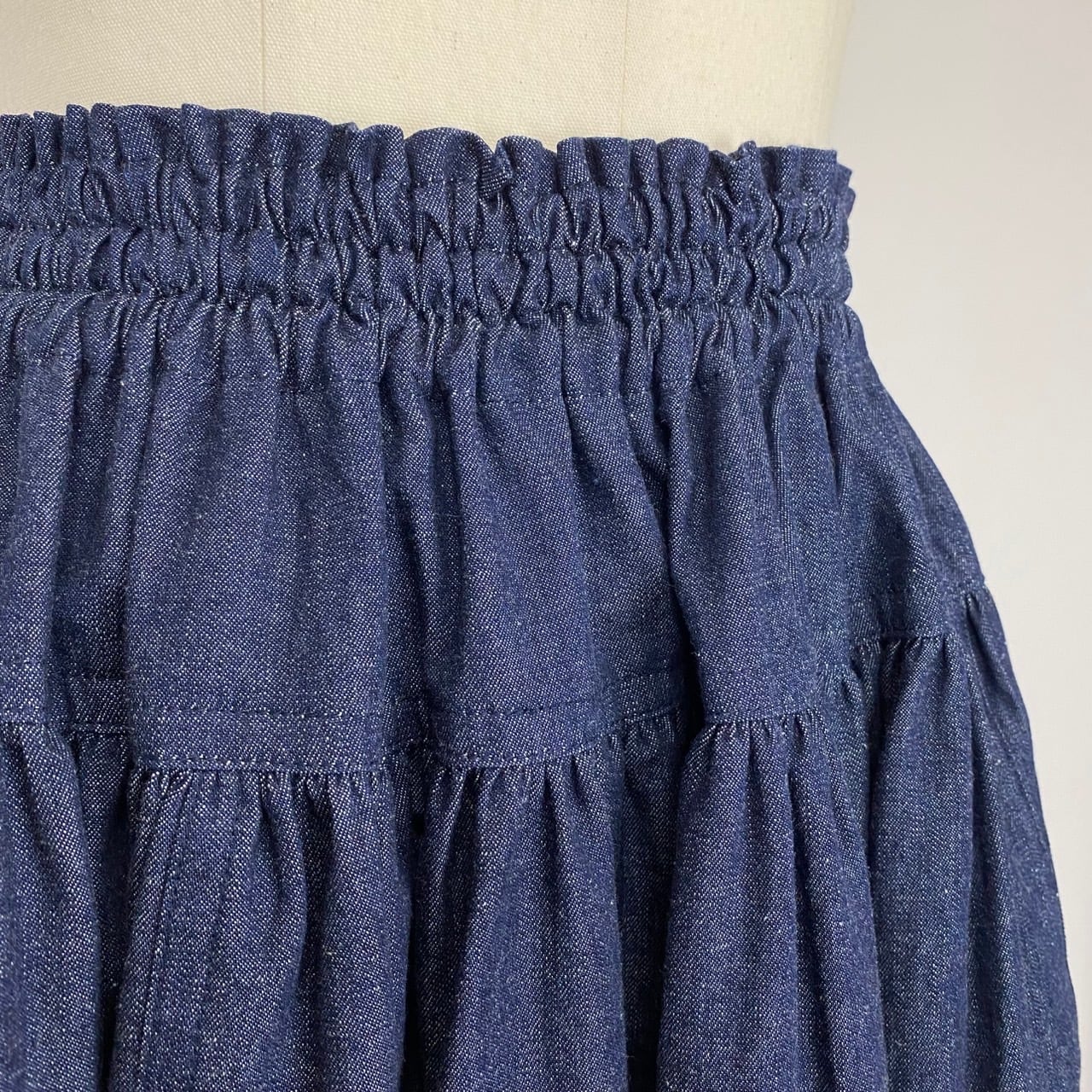 【再販】245047　切替えギャザースカート　2カラー　岡山デニム