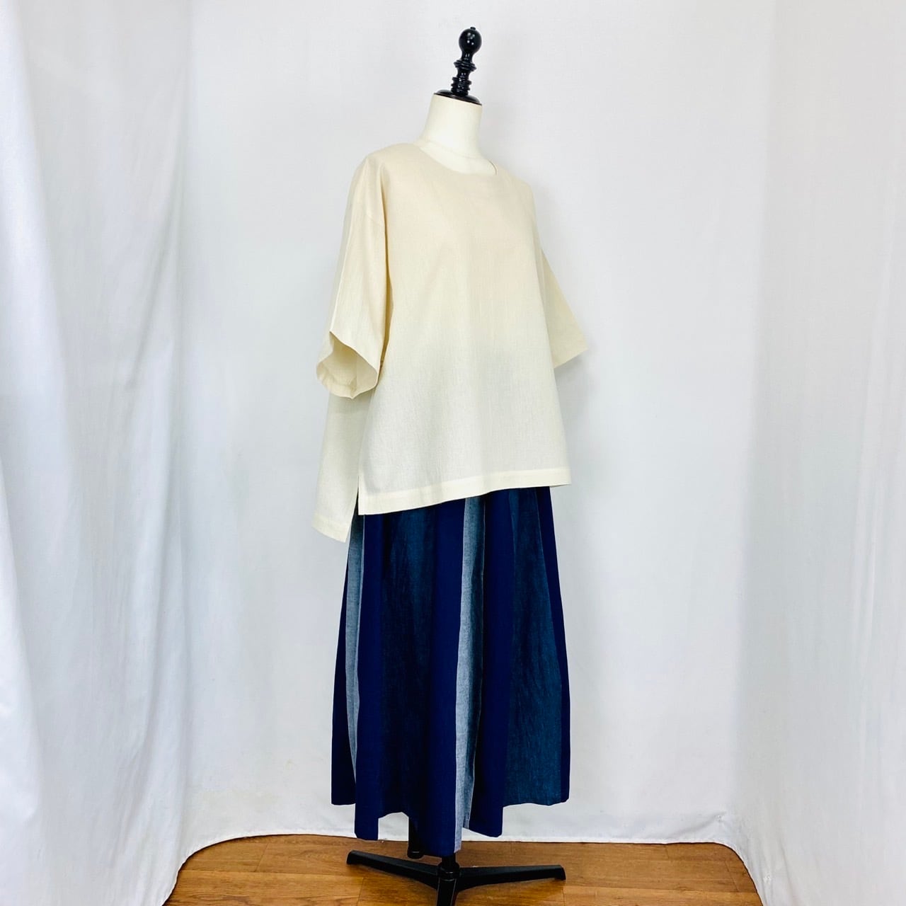 205047　16枚はぎバルーンスカート　岡山デニム