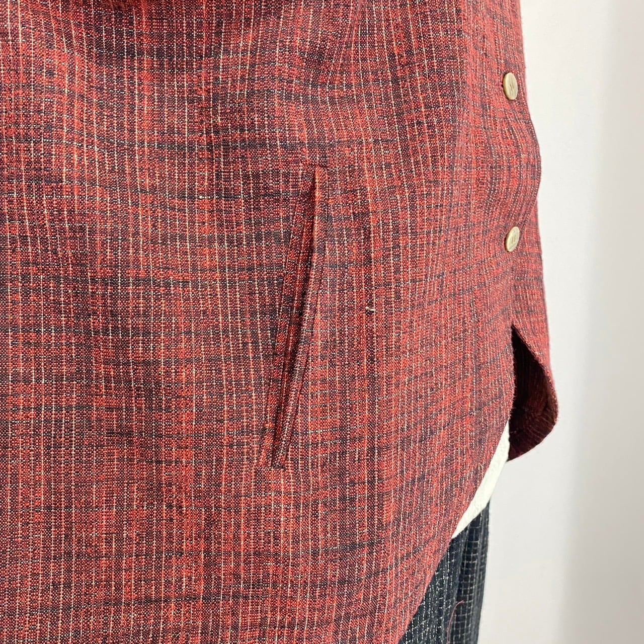 232062　前立て開きビッグシャツワンピース　遠州織り　逆スラブ